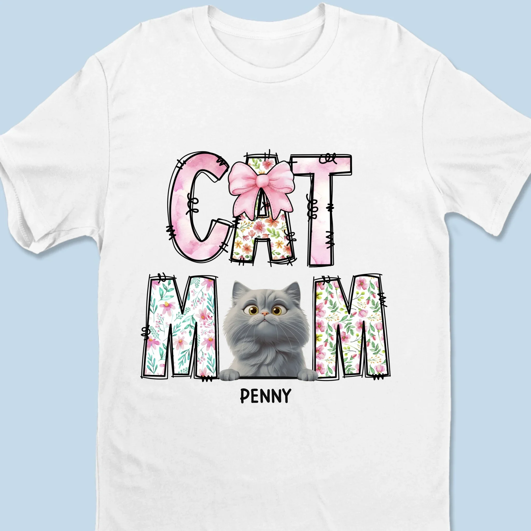 Just A Floral Girl With A Fluffy Boss - Cat Personalized Custom Unisex T-shirt, Premium T-shirt, Hoodie - Mother's Day, Gift For Pet Owners, Pet Lovers - Robaser