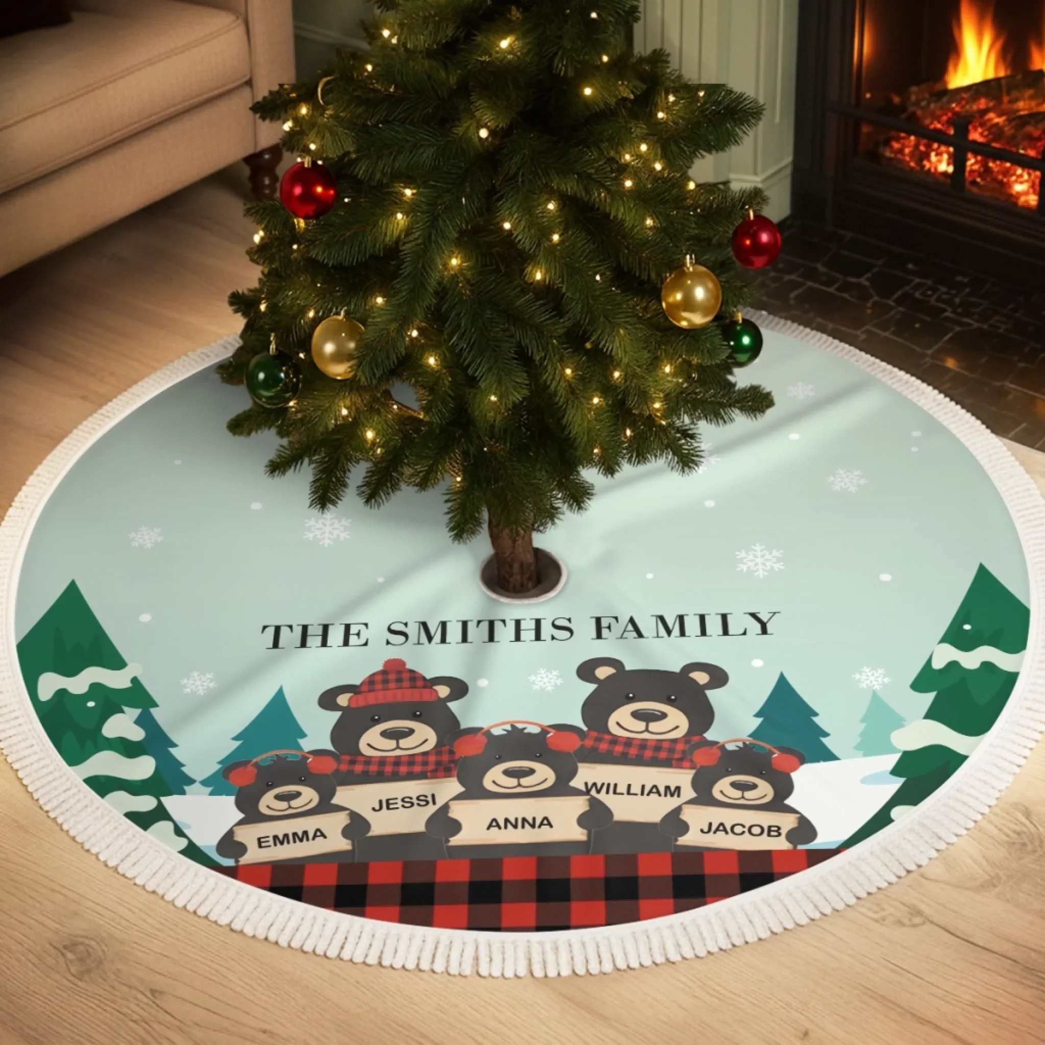 Custom Tree Skirt - Personalized Christmas Birthday Gifts For Mom, Dad, Brother, Sister, Kids - Love Looking Back - Robaser