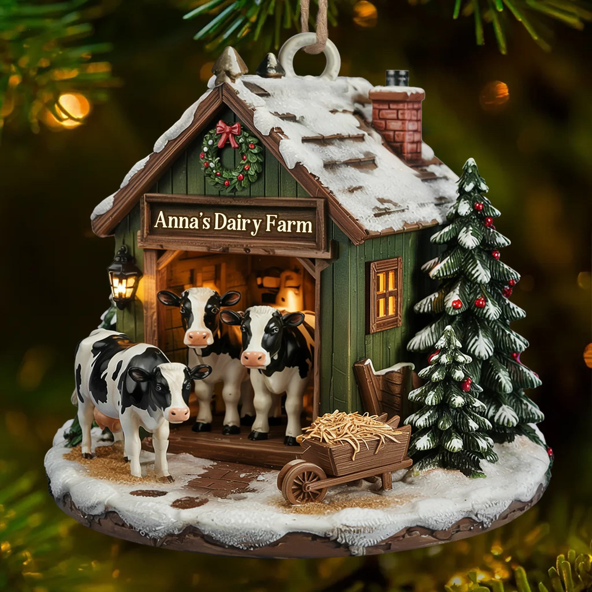 Custom Wood Ornament - Personalized Christmas Birthday Gifts For Women, Men - Moo Love, Moo Christmas - Robaser