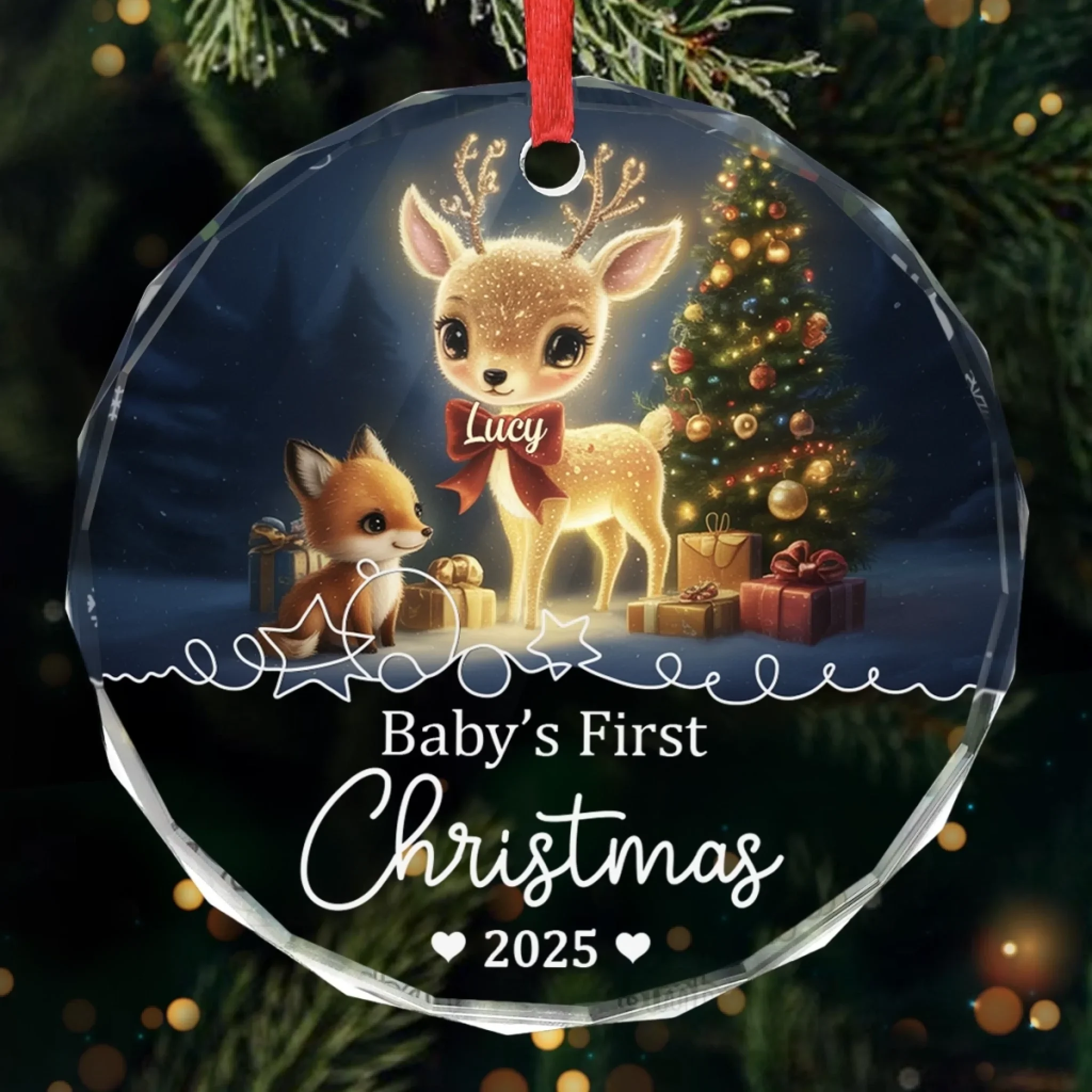 Custom Baby First Christmas Glass Ornament - Personalized Christmas Baby Shower, Gifts For New Moms, New Dads, New Parents - Love In Little Form - Robaser