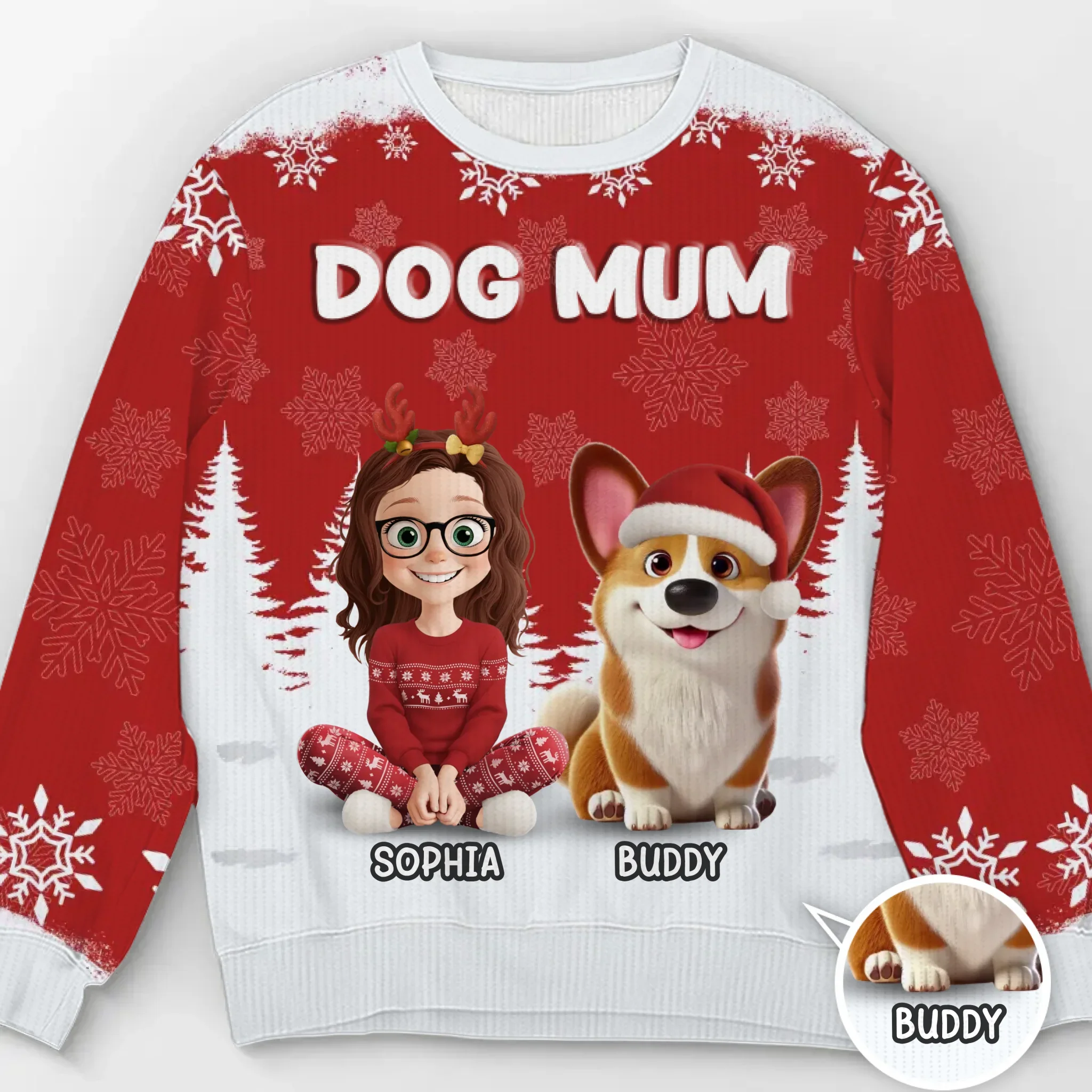 Custom Unisex Ugly Sweatshirt - Personalized  Christmas Birthday Gifts For Dog Lovers, Dog Dad And Mom - Jingle Paws, Jingle All The Way - Robaser