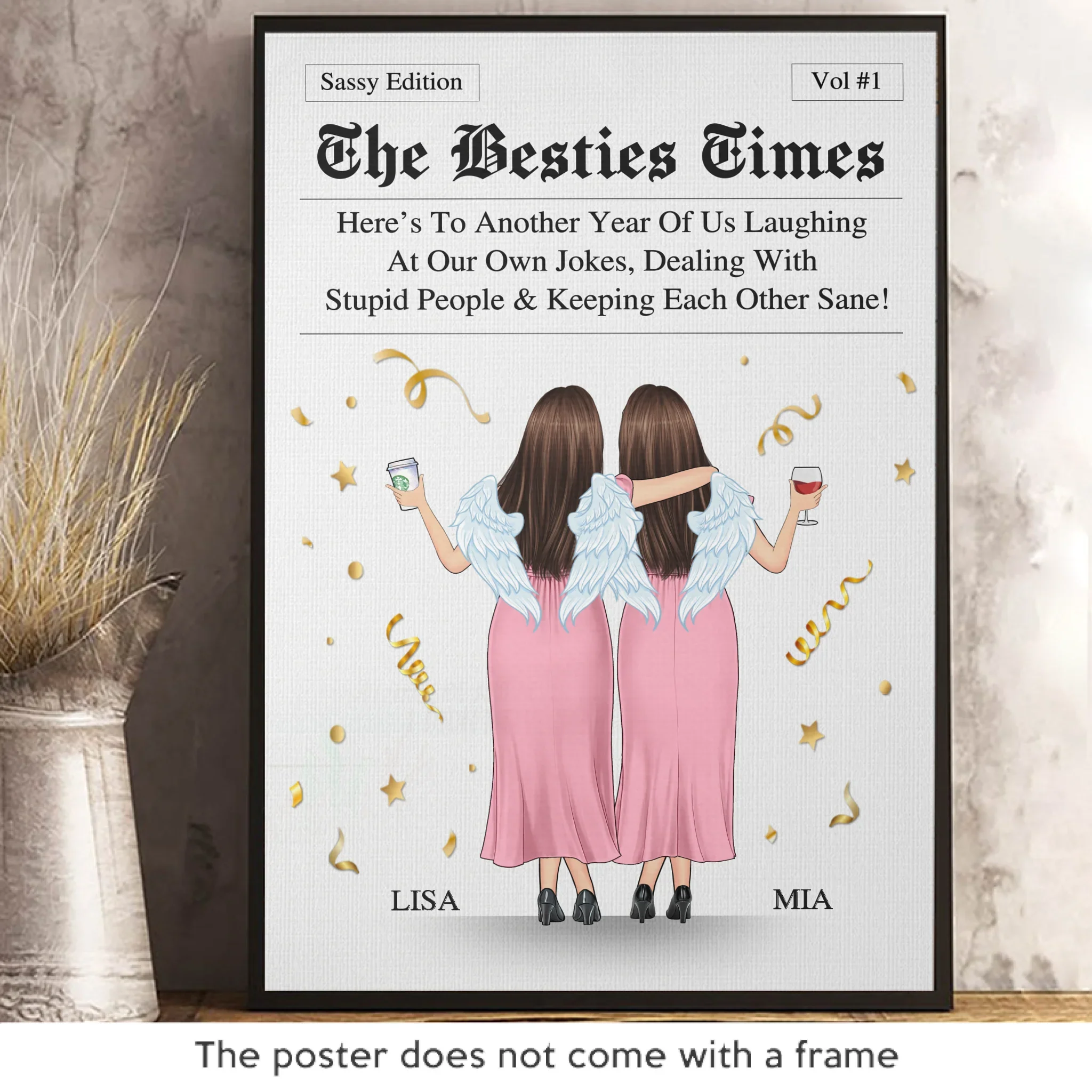 Custom Vertical Poster - Personalized Best Friend Birthday Gifts For Women, Besties, Sisters, BFF - The Besties Times - Robaser