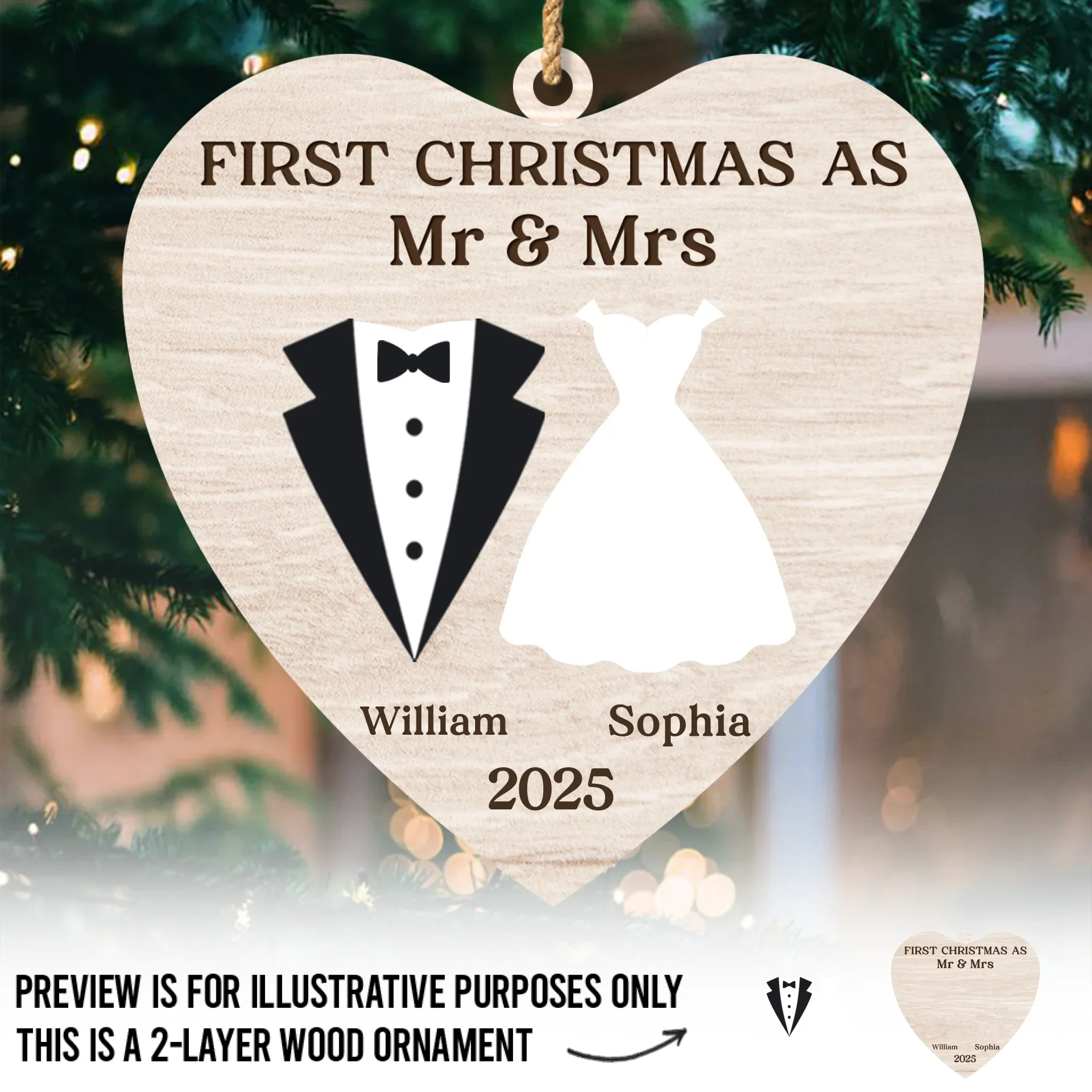 Custom Double Layer Wooden Ornament - Personalized Anniversary Christmas Wedding Gifts For Husband And Wife, Him And Her - Our New Chapter Begins - Robaser