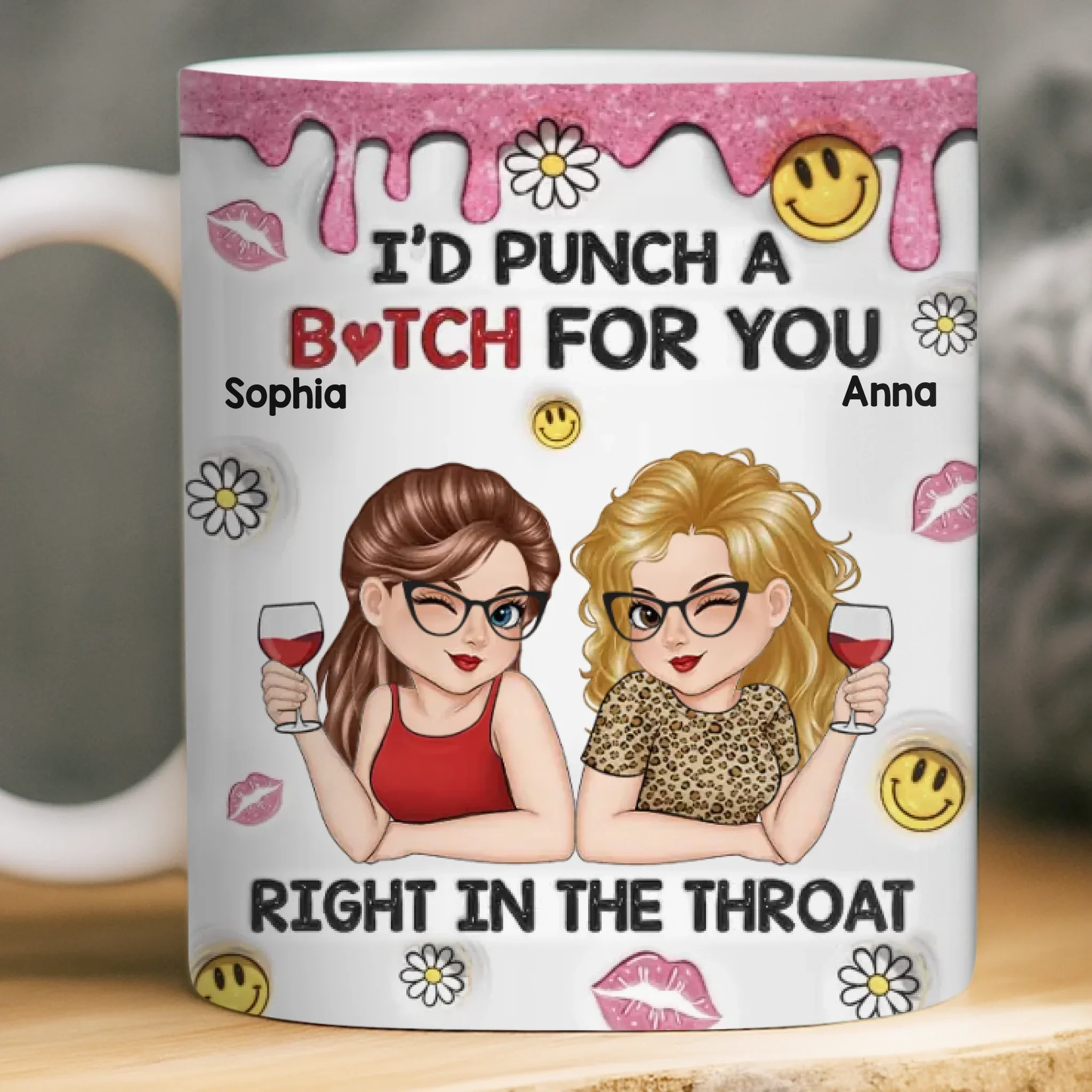 Custom Mug - Personalized Best Friend Birthday Gifts For Women, Besties, Sisters, BFF - Laugh More With You - Robaser