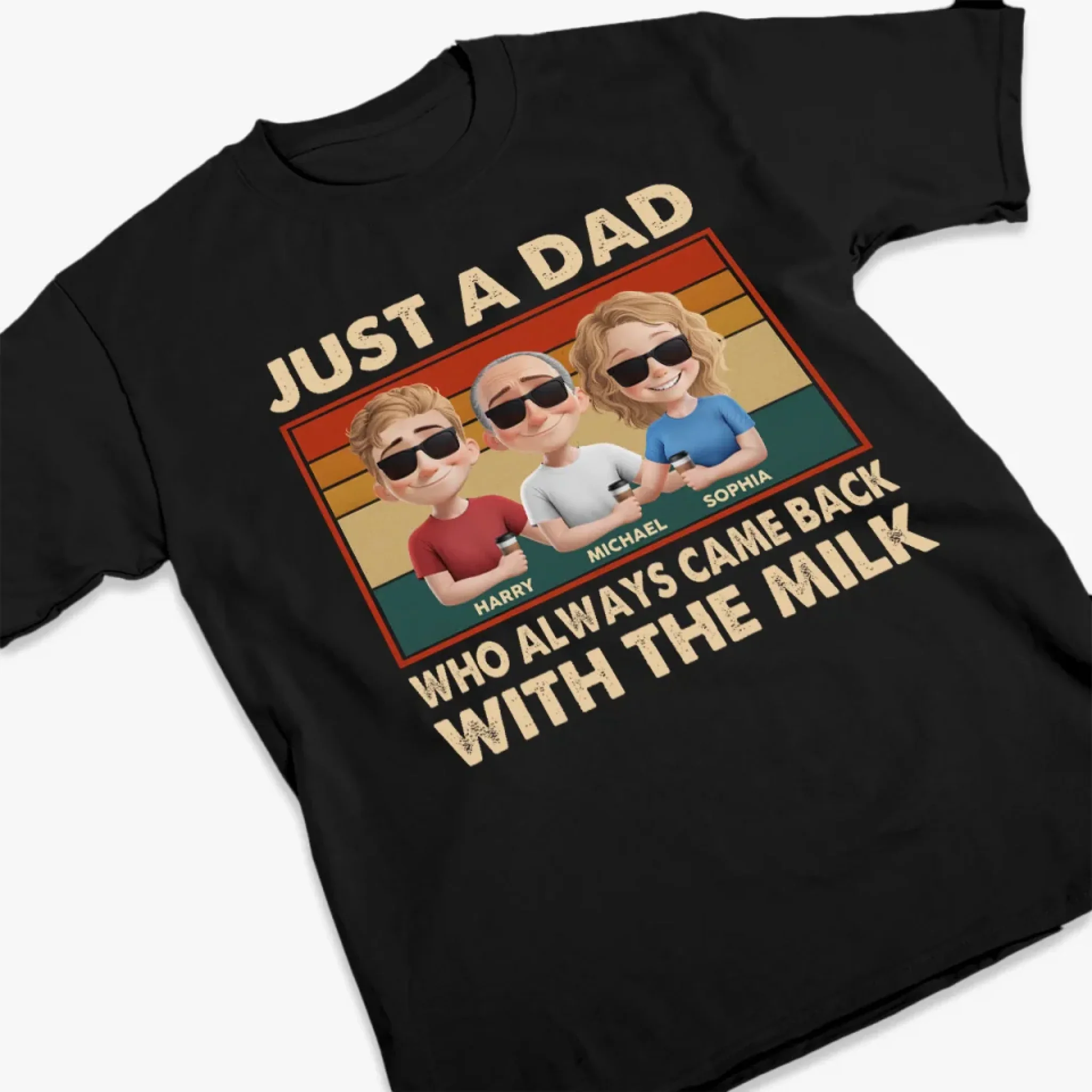 Just A Dad Who Always Came Back With The Milk - Family Personalized Custom Unisex T-shirt, Premium T-shirt, Hoodie - Father's Day, Gift For Dad, Grandpa - Robaser