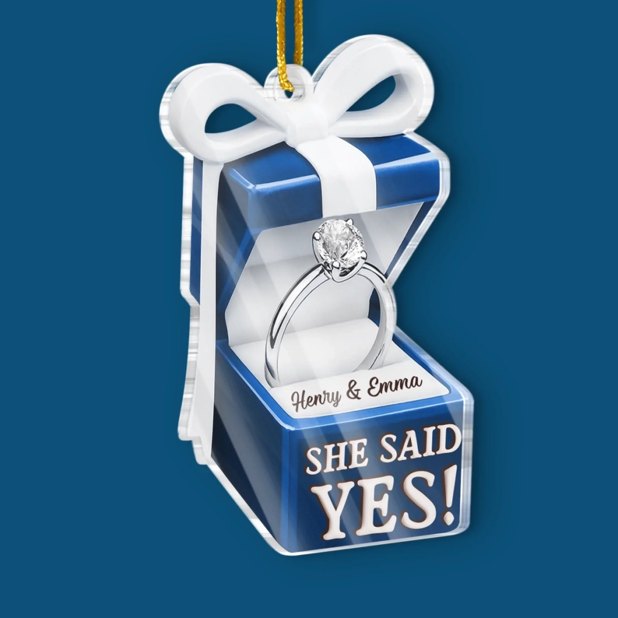 Custom Acrylic Ornament - Personalized Anniversary Christmas Wedding Gifts For Husband And Wife, Him And Her - We  re Getting Married - Robaser