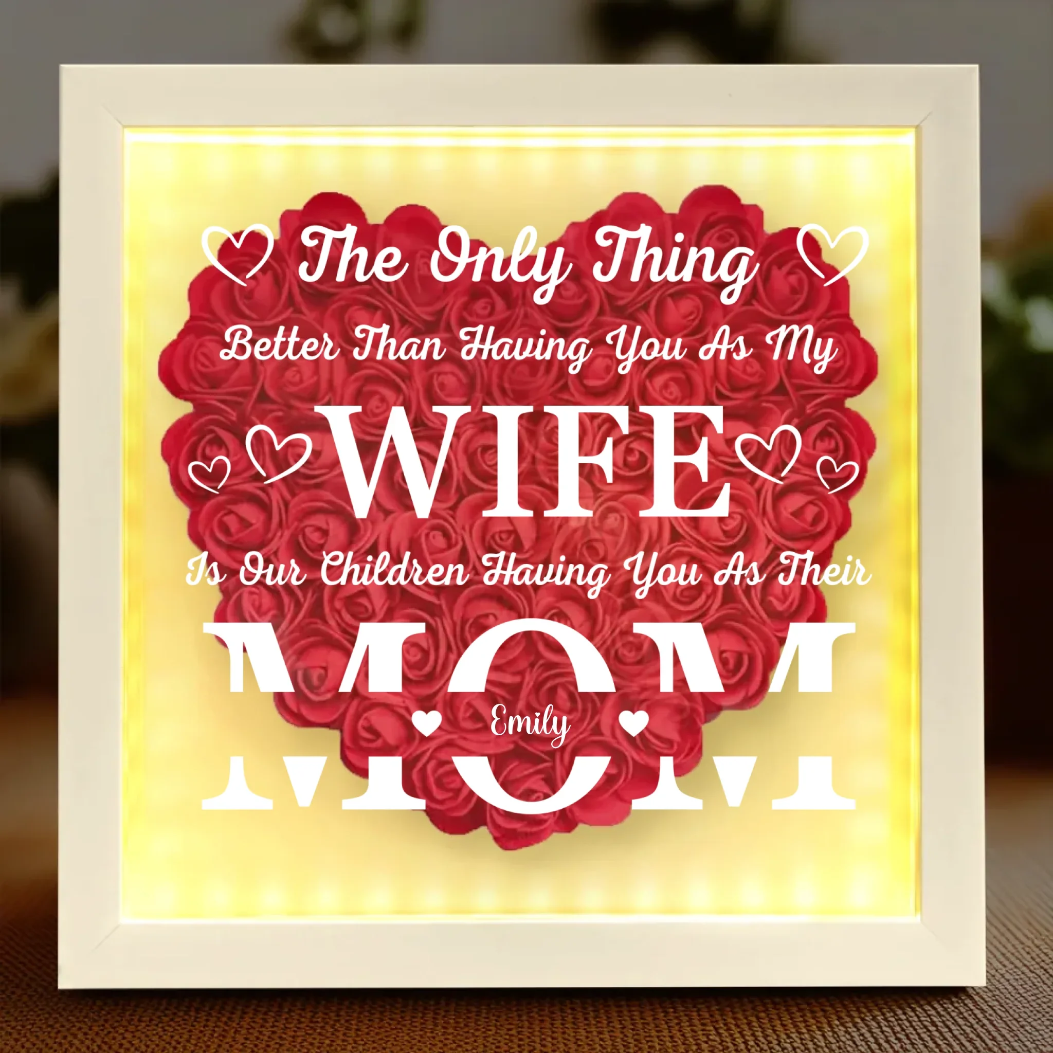 Blessed To Call You My Wife, In Awe Of You As Their Mom - Family Personalized Custom Flower Shadow Box with LED - Mother's Day, Gift For Wife, Anniversary - Robaser