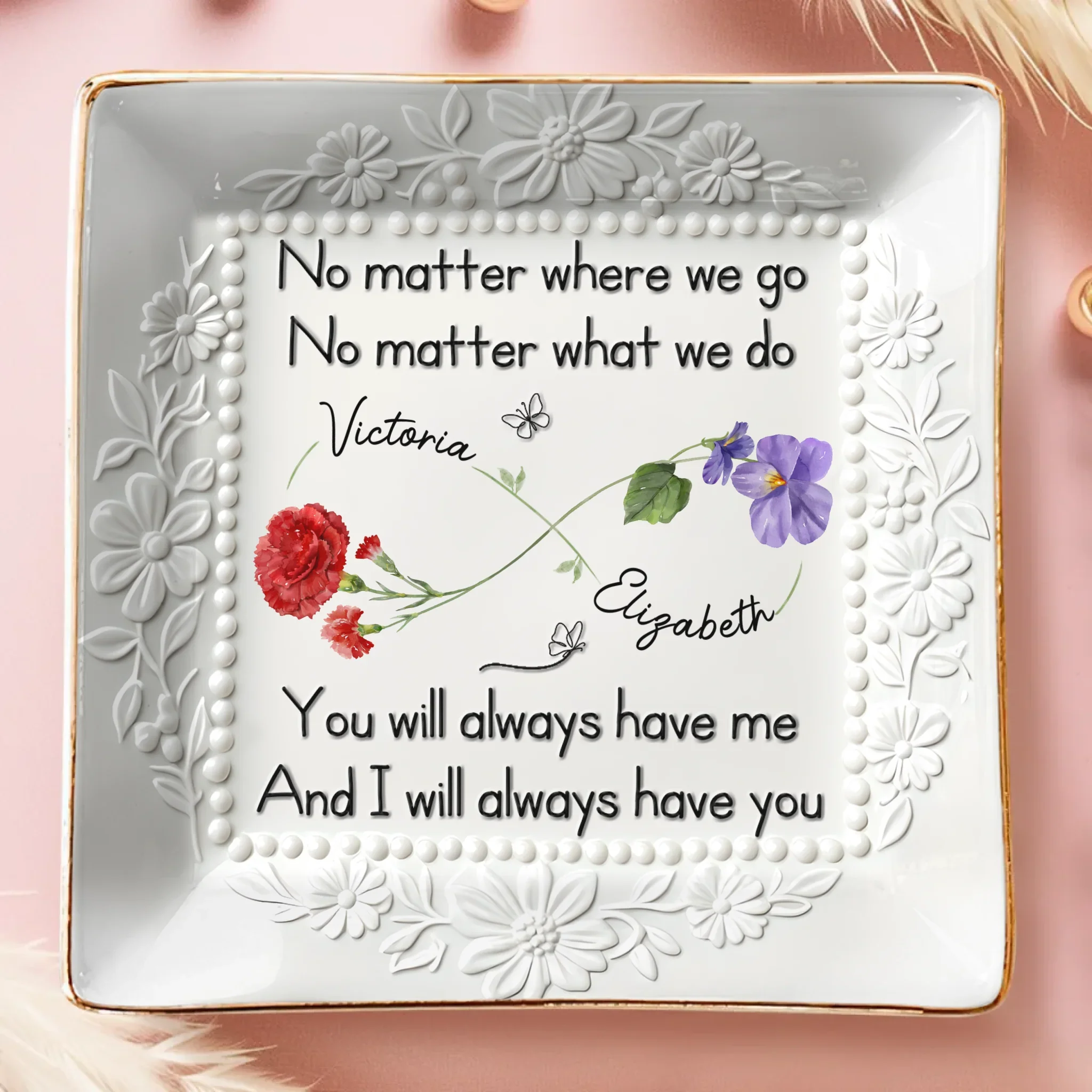 Custom Full-Print Jewelry Dish - Personalized Best Friend Birthday Gifts For Women, Besties, Sisters, BFF  - Friendship In Full Bloom - Robaser