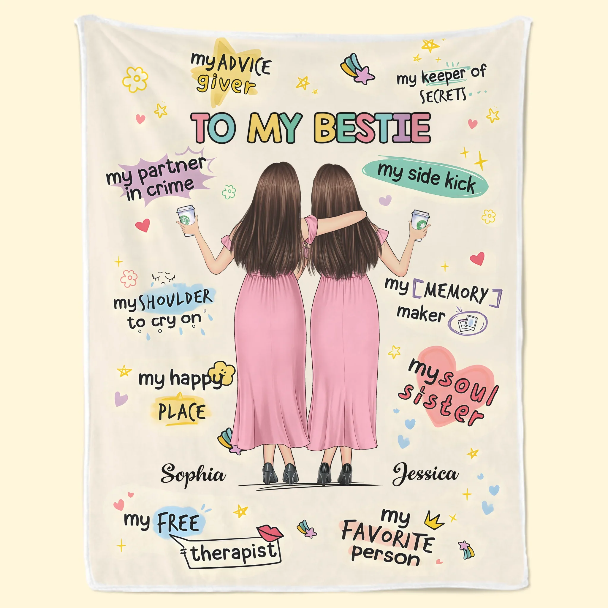 Custom Blanket - Personalized Best Friend Christmas Birthday Gifts For Women, Besties, Sisters, BFF - Besties Make Life More Fun - Robaser