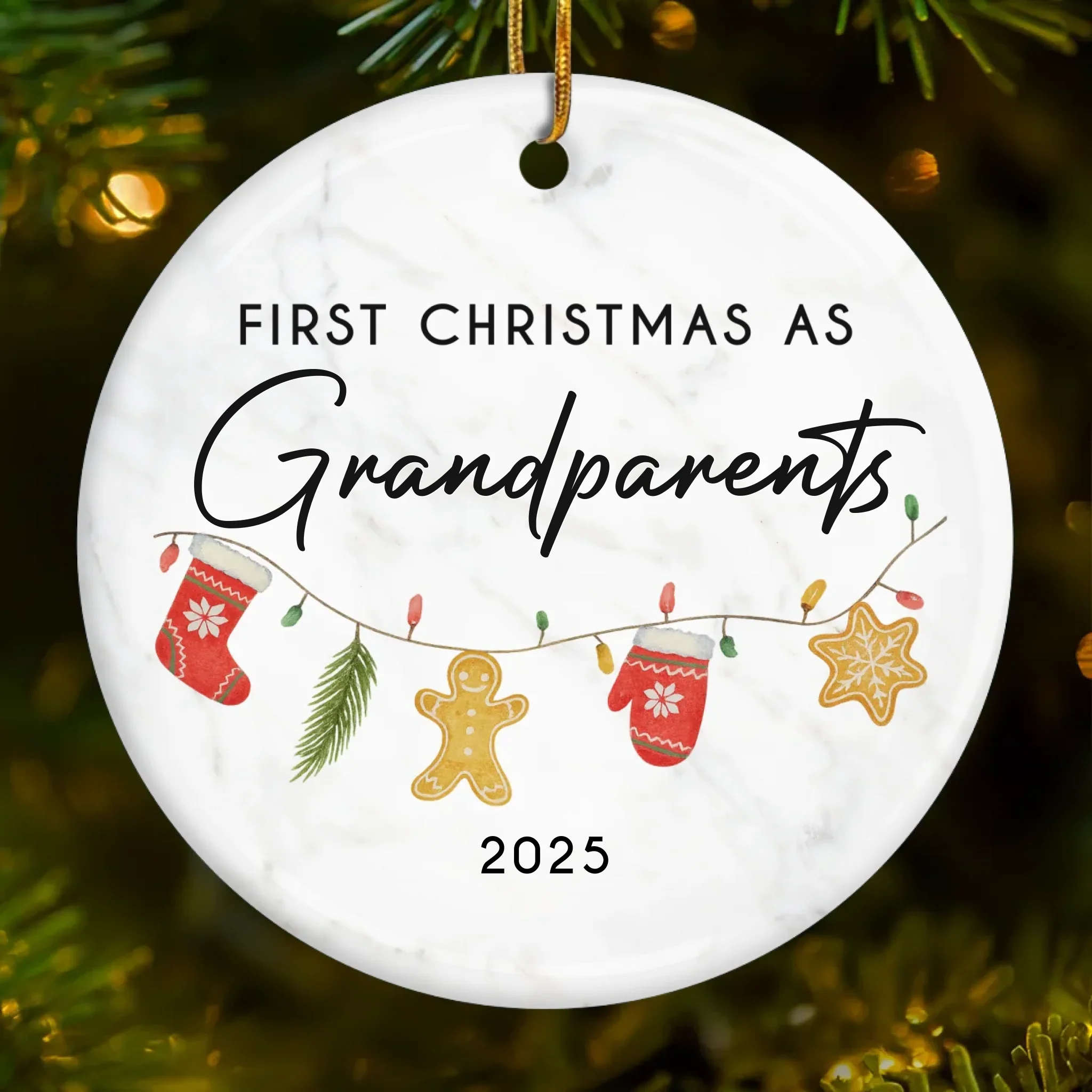 Custom Baby's First Christmas Grandparents Ceramic Ornament - Personalized Christmas Birthday Gifts For First Time Grandparents, Future Grandpa and Grandma, Family - Grandbaby Magic This Christmas - Robaser
