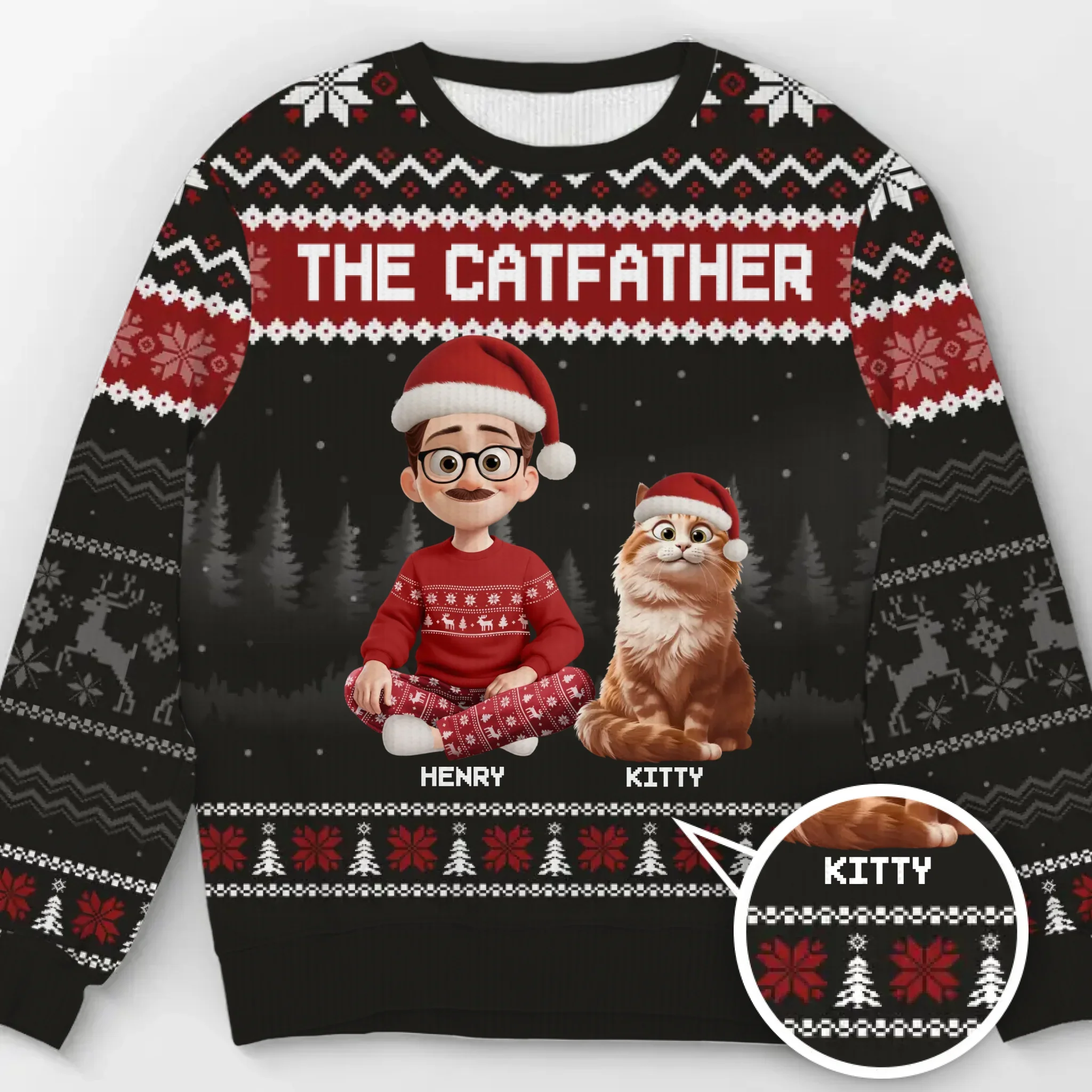 Custom Unisex Ugly Sweatshirt - Personalized  Christmas Birthday Gifts For Cat Lovers, Cat Mom And Dad - Purrfectly Loved - Robaser