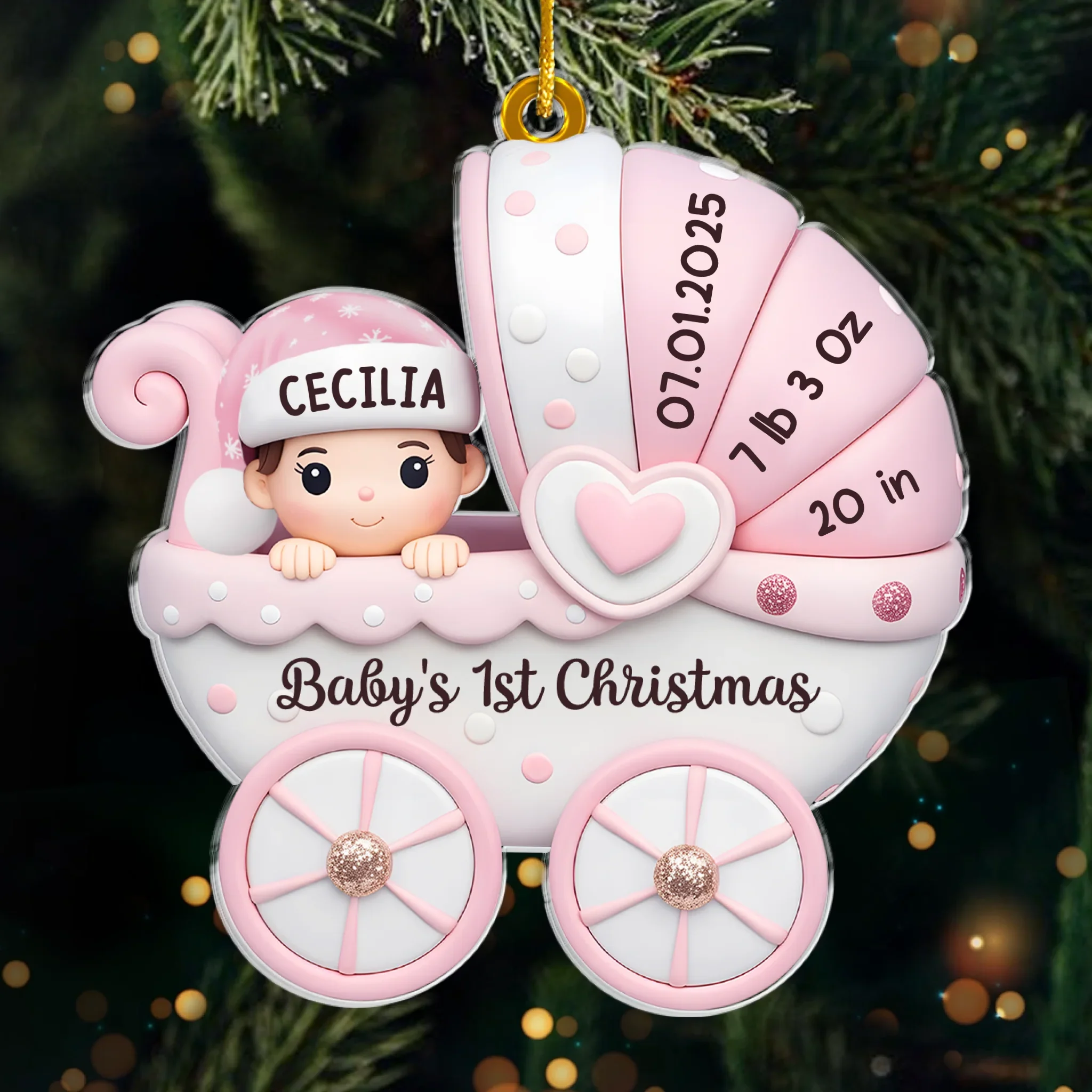 Custom Acrylic Ornament - Personalized Christmas Baby Shower, Gender Reveal Gifts For New Moms, New Dads, New Parents - Baby  s First Christmas Joyride - Robaser