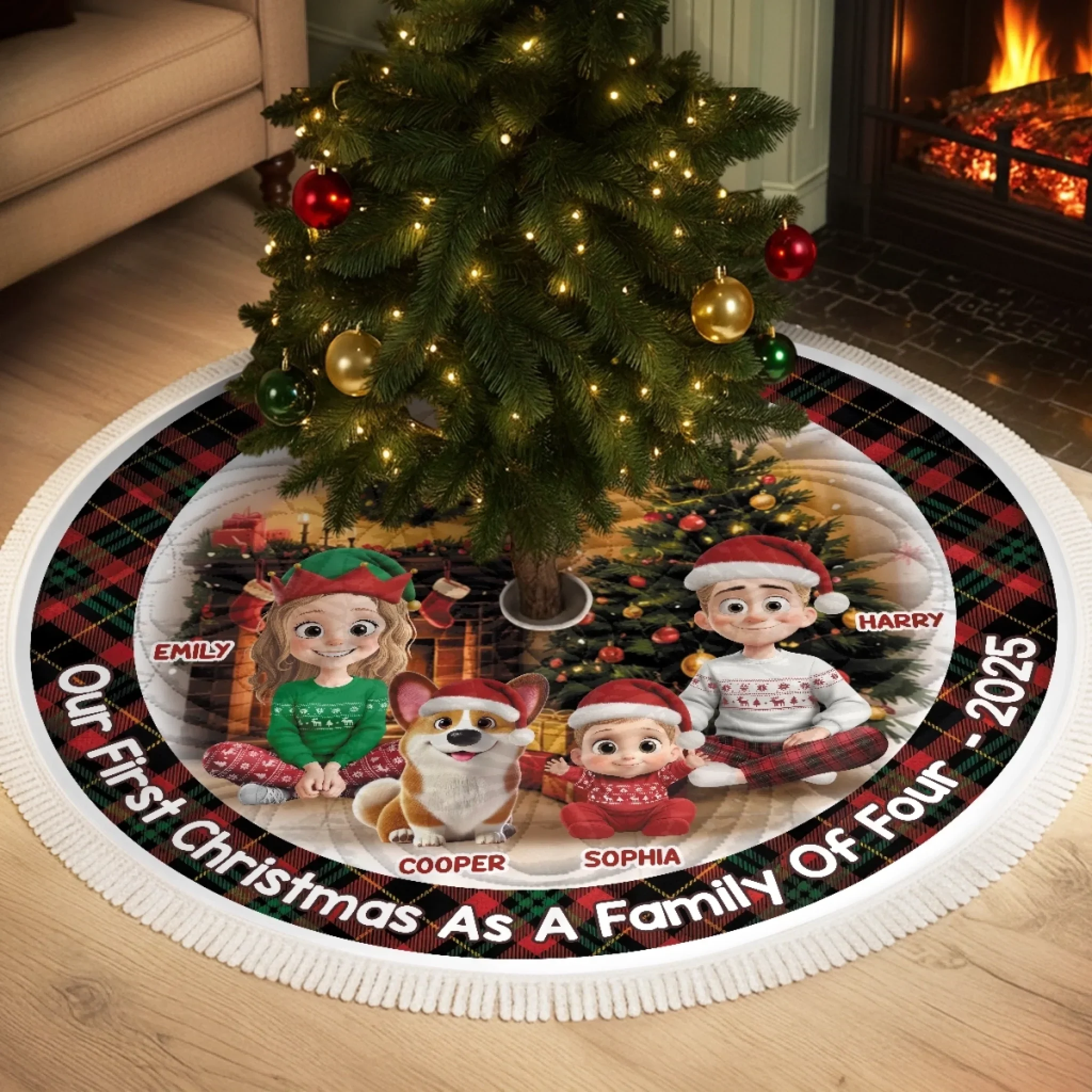 Custom Tree Skirt - Personalized Christmas Birthday Gifts For Mom, Dad, Brother, Sister, Kids - Together Our Hearts Shine Bright - Robaser