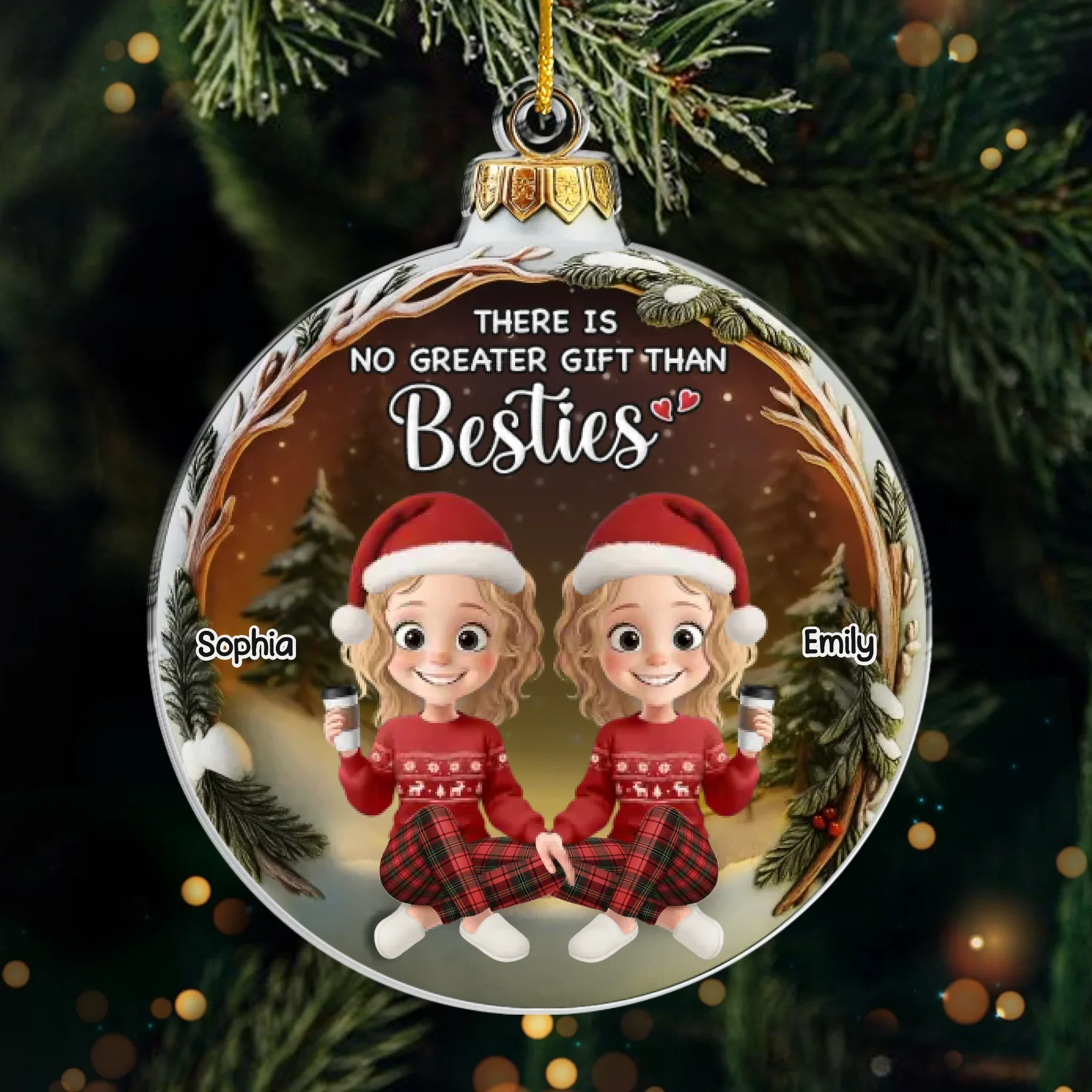 Custom Acrylic Ornament - Personalized Best Friend Christmas Birthday Gifts For Women, Besties, Sisters, BFF - Friendship Lights My Holiday - Robaser