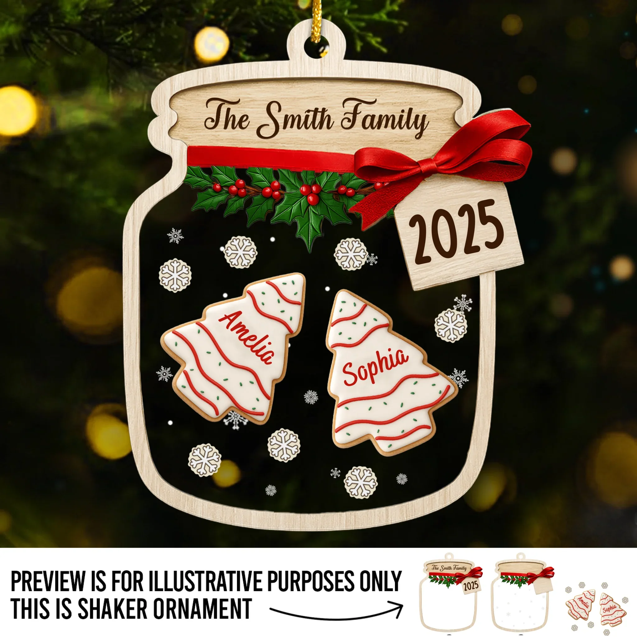 Custom 3 Layers Shaker Ornament - Personalized Christmas Birthday Gifts For Mom, Dad, Kids - A Jar Full Of Love And Family - Robaser