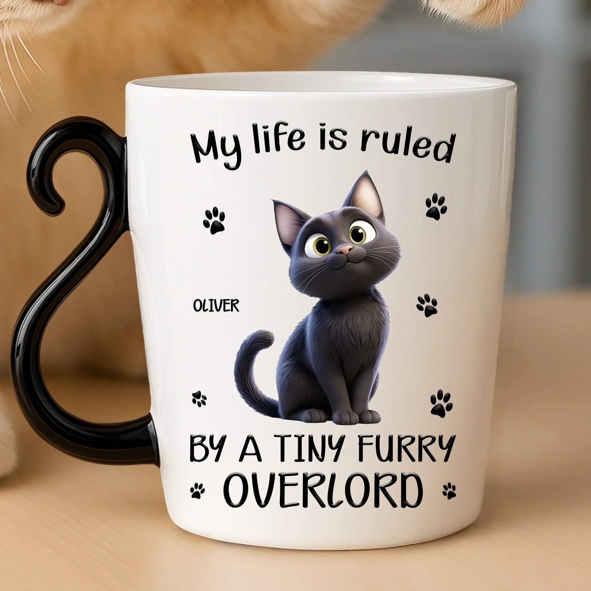 Custom 12oz Cat Handle Ceramic Mug - Personalized Birthday Gifts For Cat Lovers, Cat Mom And Dad - Property Of The Cat - Robaser