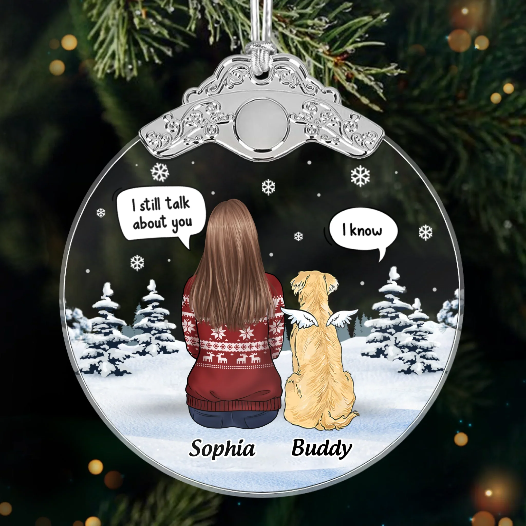 Custom Glass Ornament - Personalized Pet Christmas Memorial Sympathy Gifts For Dogs - Love Never Leaves - Robaser