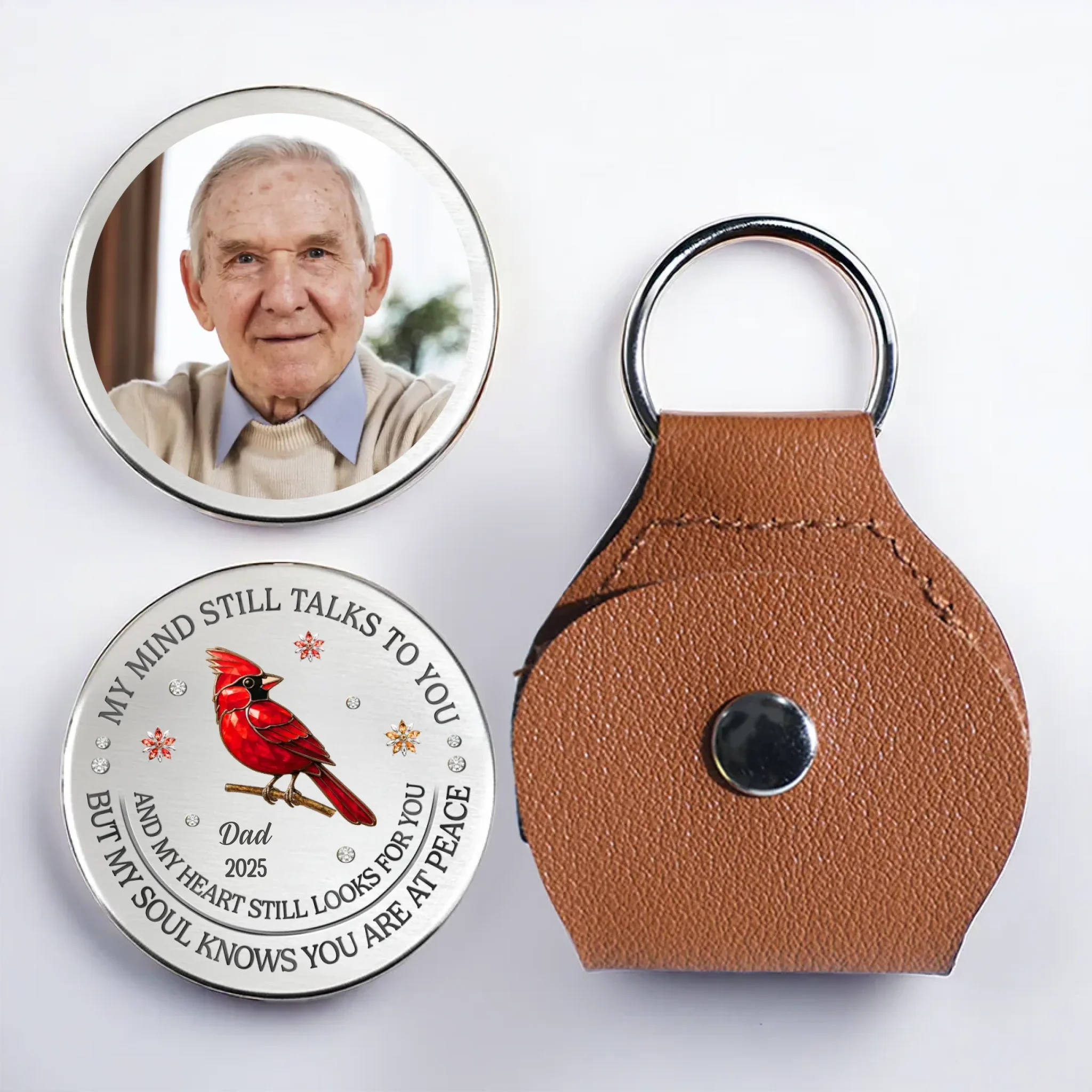 Custom Photo Cardinal Pocket Hug - Personalized Memorial Sympathy Gifts For Loss Of Mom, Dad - Always In My Heart Forever Near - Robaser
