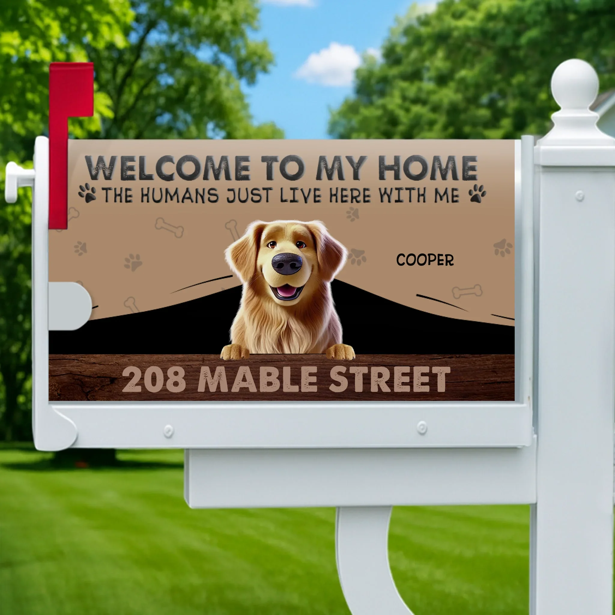 Custom Magnetic Mailbox Cover - Personalized  Birthday Gifts For Dog Cat Lovers, Dog Dad And Mom, Cat Owners - Fur Family Lives Here - Robaser