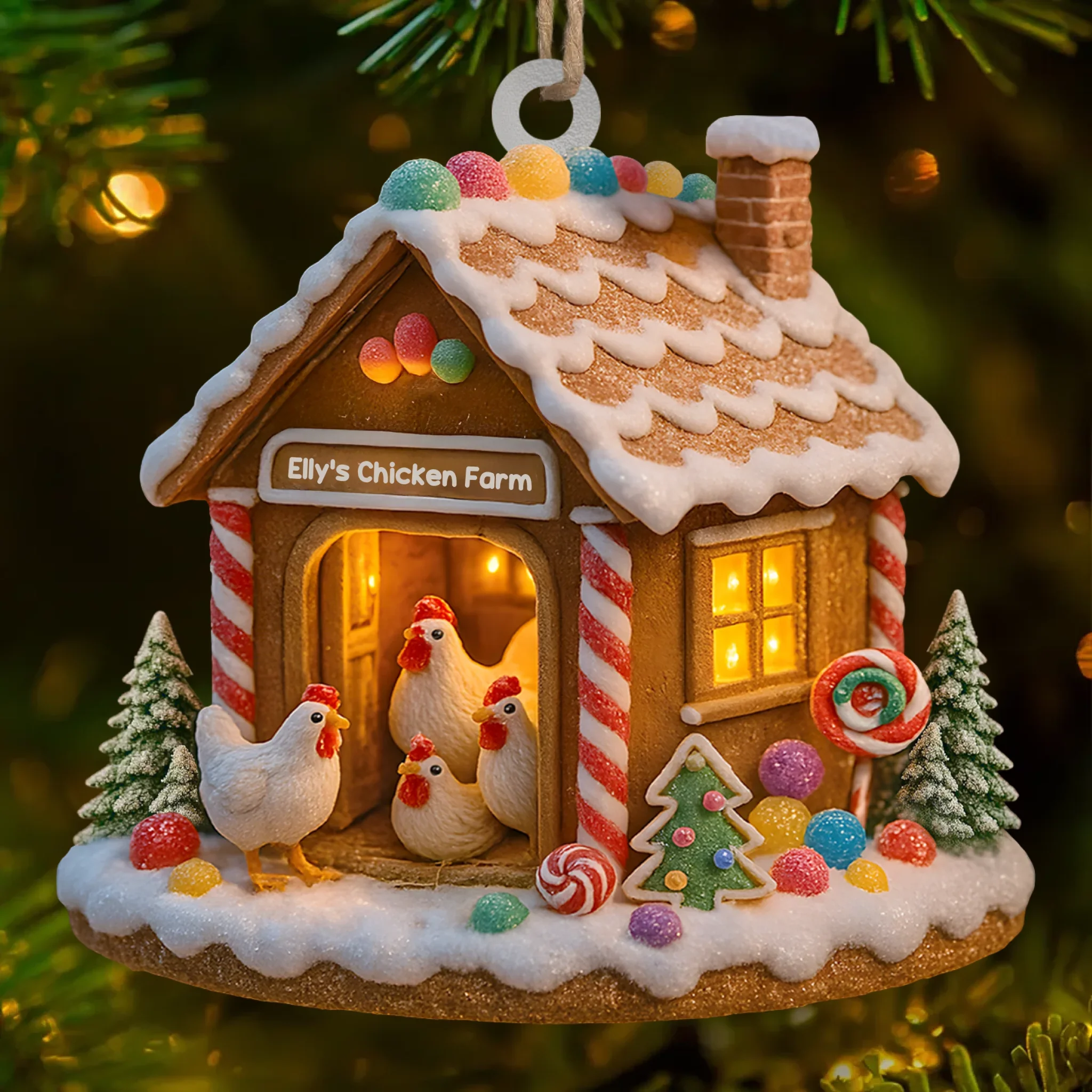 Custom Wood Ornament - Personalized Christmas Birthday Gifts For Women, Men - Sweet Little Chicken Paradise - Robaser