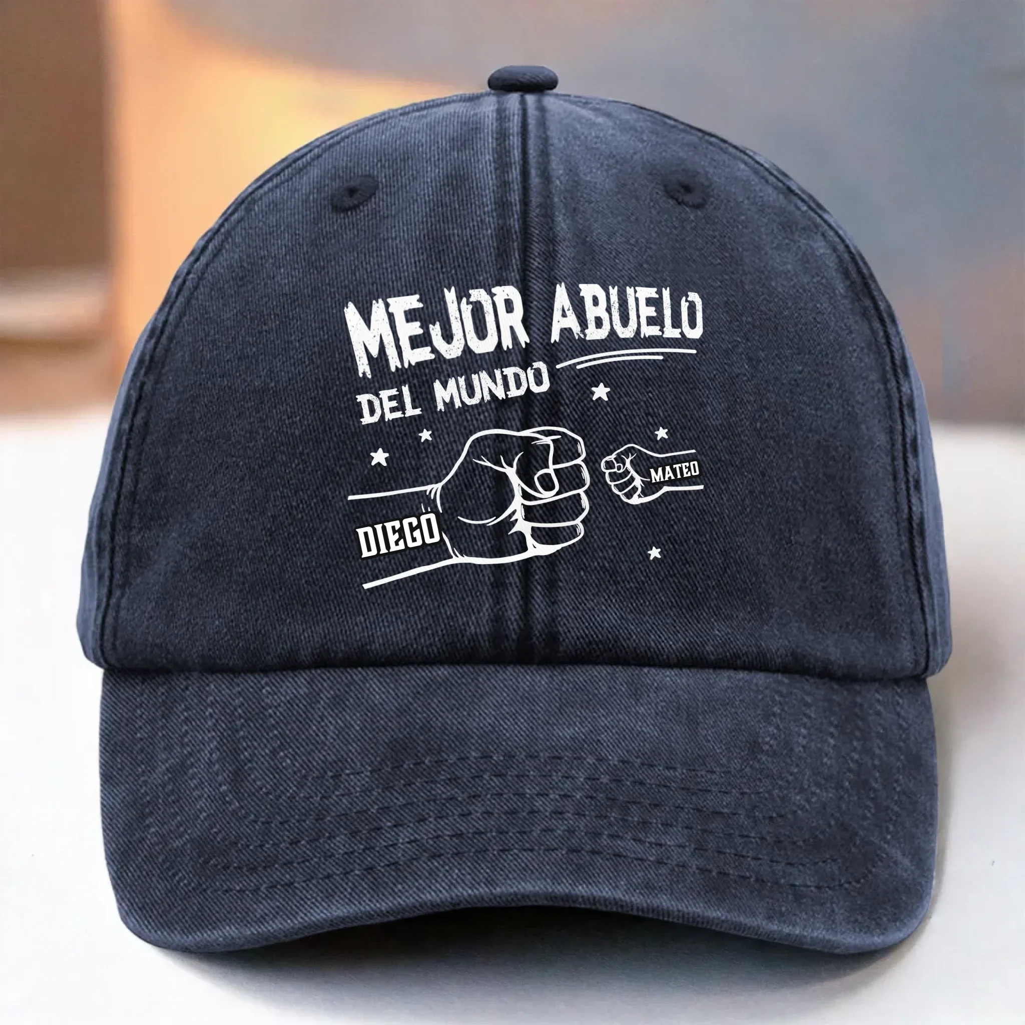 Gorra de B  isbol Personalizada de Mezclilla Vintage Lavada  C Regalos de Cumplea?os Personalizados para Pap  , Abuelo  C Amado Por Ellos, Llamado Pap - Robaser
