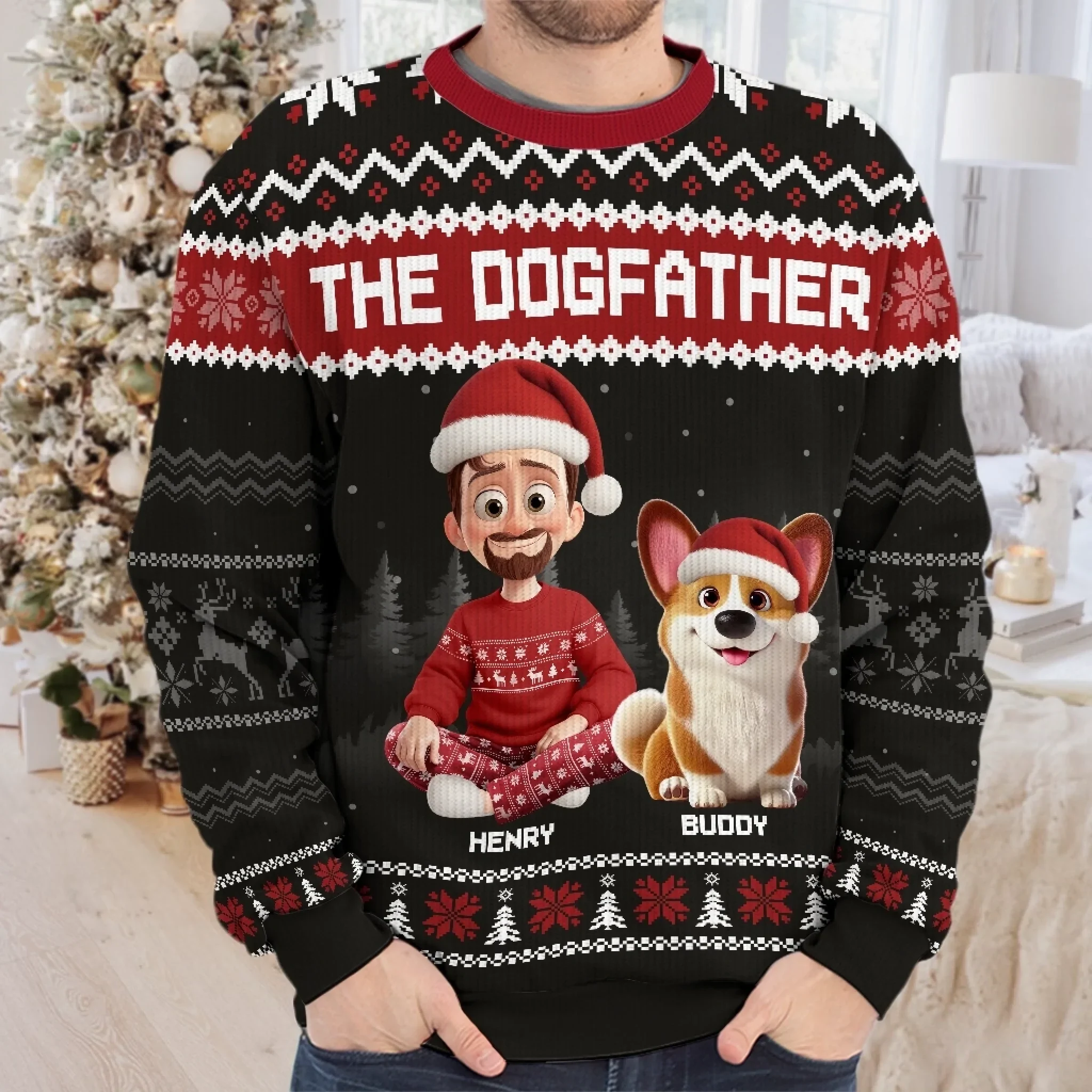 Custom Unisex Ugly Sweatshirt - Personalized  Christmas Birthday Gifts For Dog Lovers, Dog Dad And Mom - Master Of Fetch - Robaser