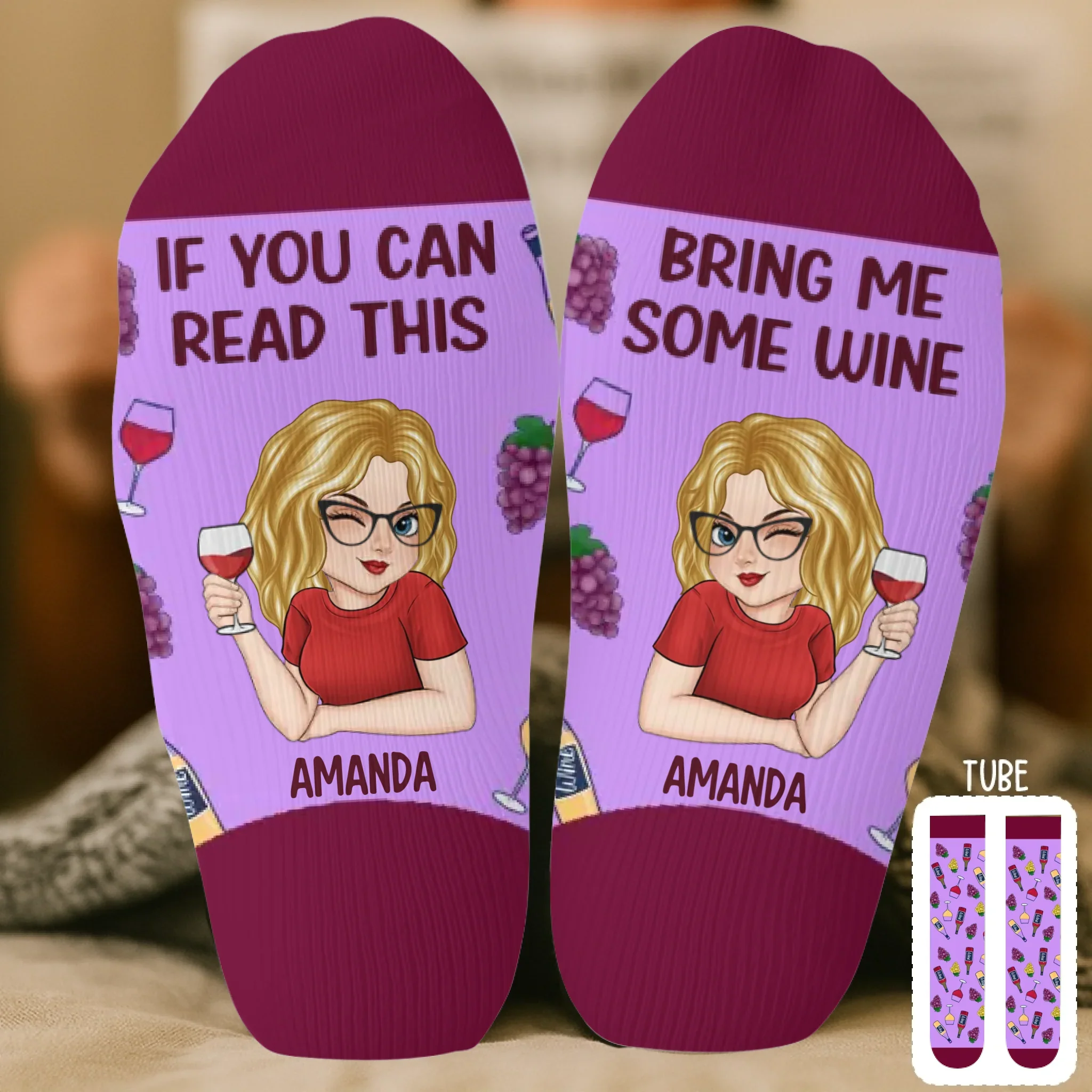 Custom Crew Socks - Personalized Birthday Gifts For Besties, Sisters, BFF, Family, Yourself - Happy Feet Happy Heart - Robaser