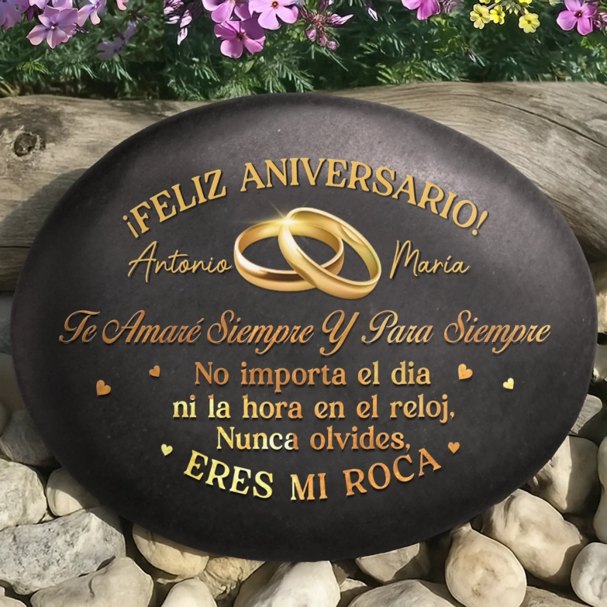 Roca Impresa Personalizada - Regalos Personalizados de Aniversario y Boda para Esposo y Esposa,   l y Ella - El Amor Crece Con El Tiempo - Robaser