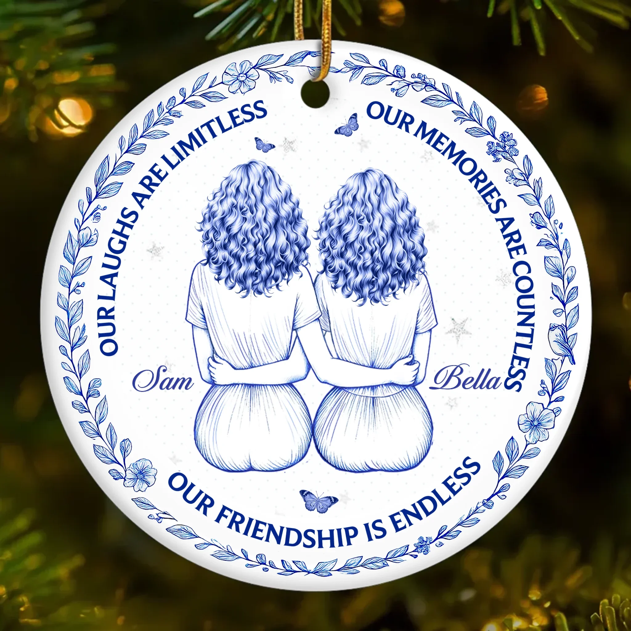 Custom Ceramic Ornament - Personalized Best Friend Christmas Birthday Gifts For Women, Besties, Sisters, BFF - Our Friendship Is Endless - Robaser