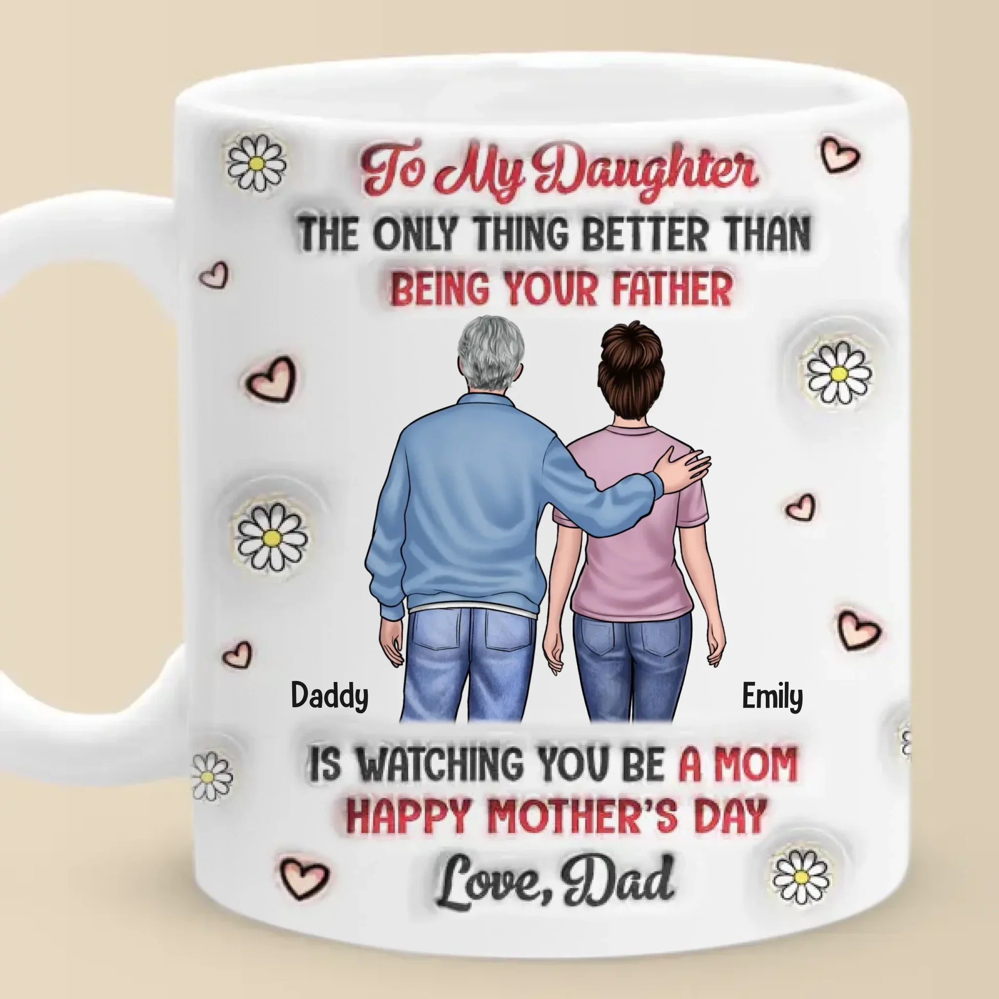 Generations Of Love, One Proud Dad - Family Personalized Custom 3D Inflated Effect Printed Mug - Mother's Day, Gift For Dad, Daughter - Robaser