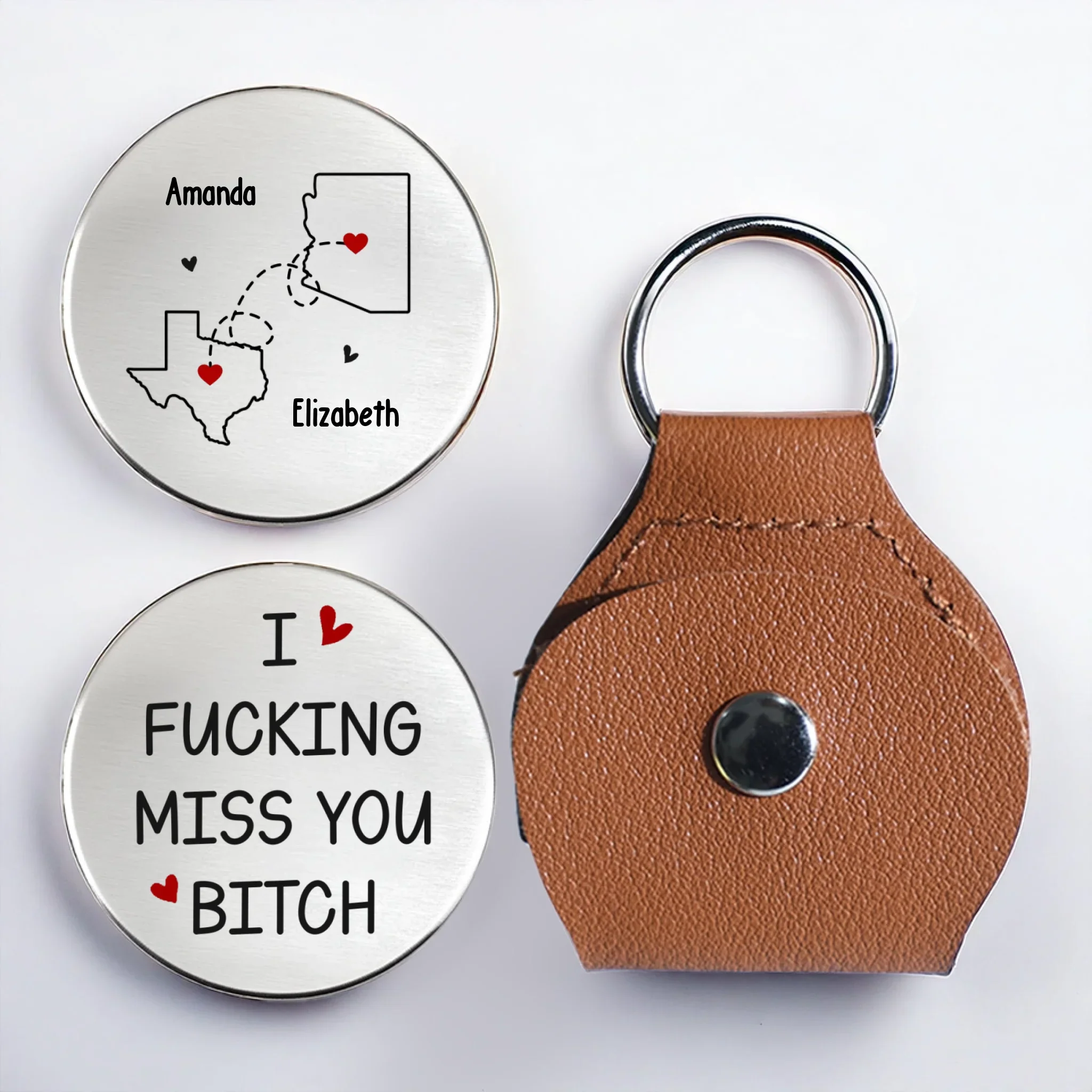 Custom Long Distance Pocket Hug - Personalized Best Friend Christmas Birthday Gifts For Women, Besties, Sisters, BFF - I Miss You - Robaser