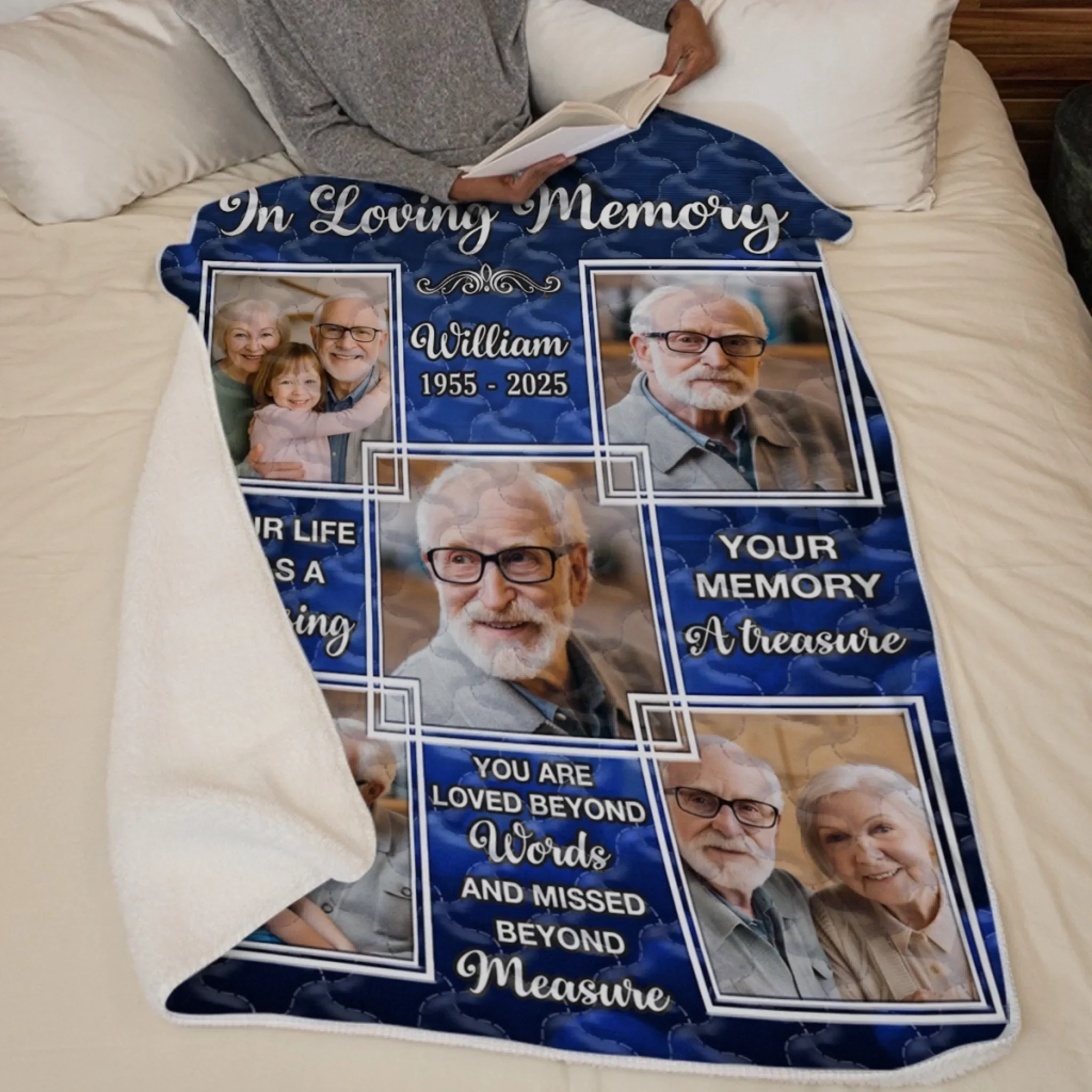 Custom Photo Blanket - Personalized Christmas Memorial Sympathy Gifts For Loss Of Mom, Dad - Love Holds Beyond The Years - Robaser