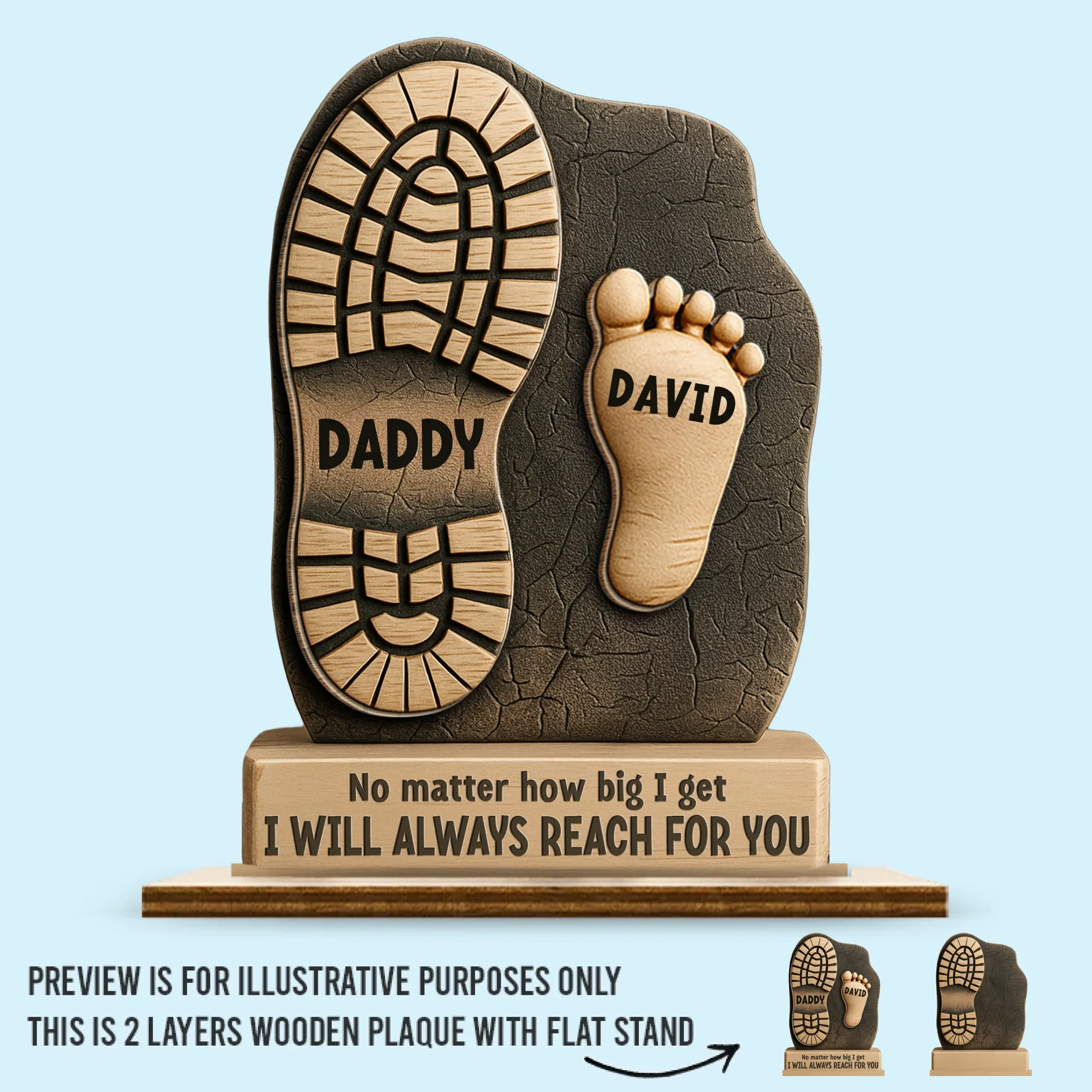 Your Footsteps Led Our Way - Family Personalized Custom Shaped 2-Layered Wooden Plaque With Flat Stand - New Arrival, Father's Day, House Warming Gift For Dad, Grandpa AMZ - Robaser