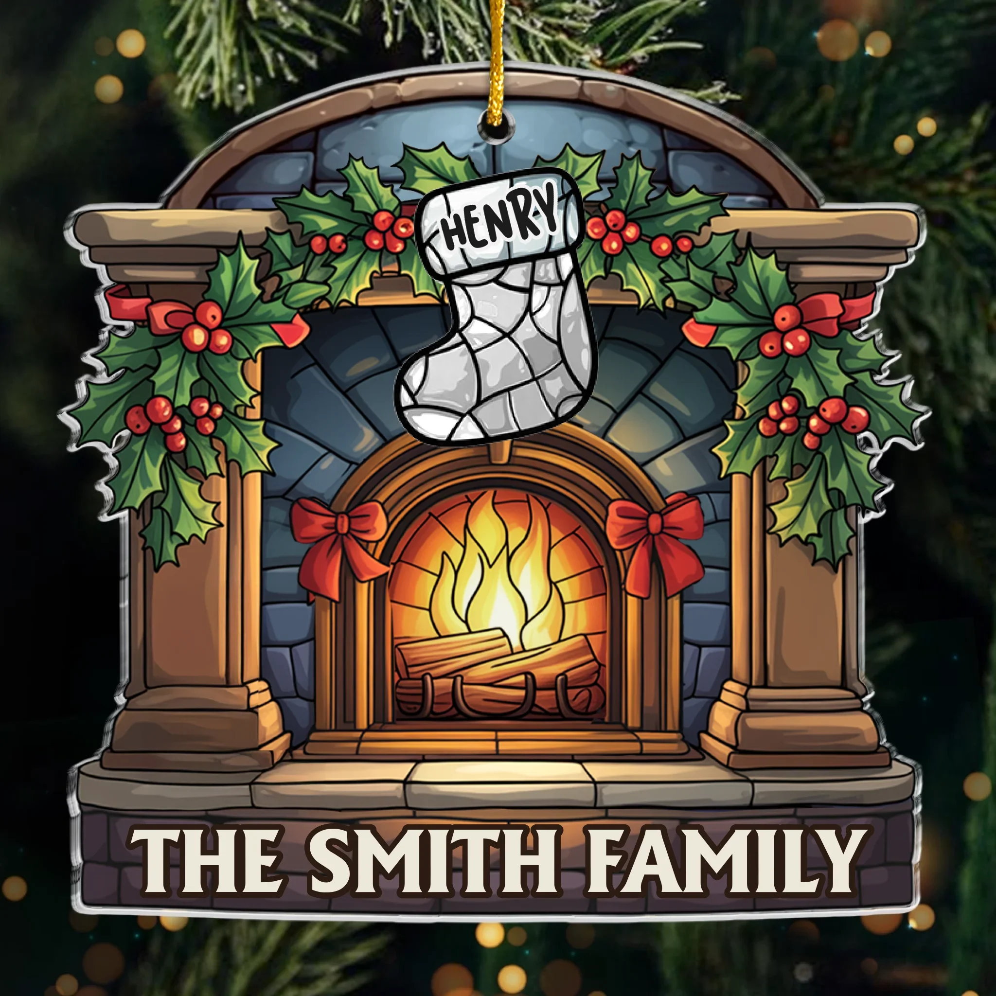 Custom Acrylic Ornament - Personalized Christmas Birthday Gifts For Mom, Dad, Kids - Stocking Up On Love - Robaser