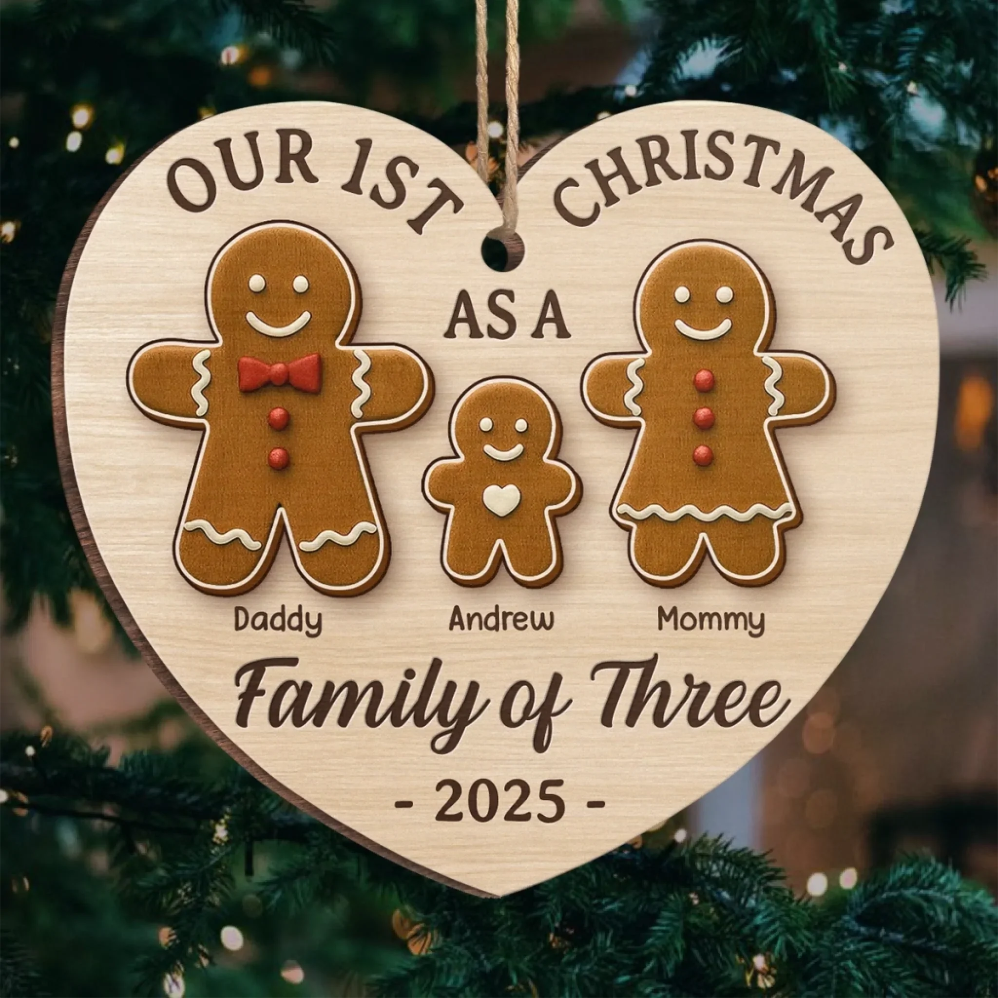 Custom Wood Ornament - Personalized Christmas Birthday Gifts For Mom, Dad, Kids - Celebrating Our First Christmas Together - Robaser