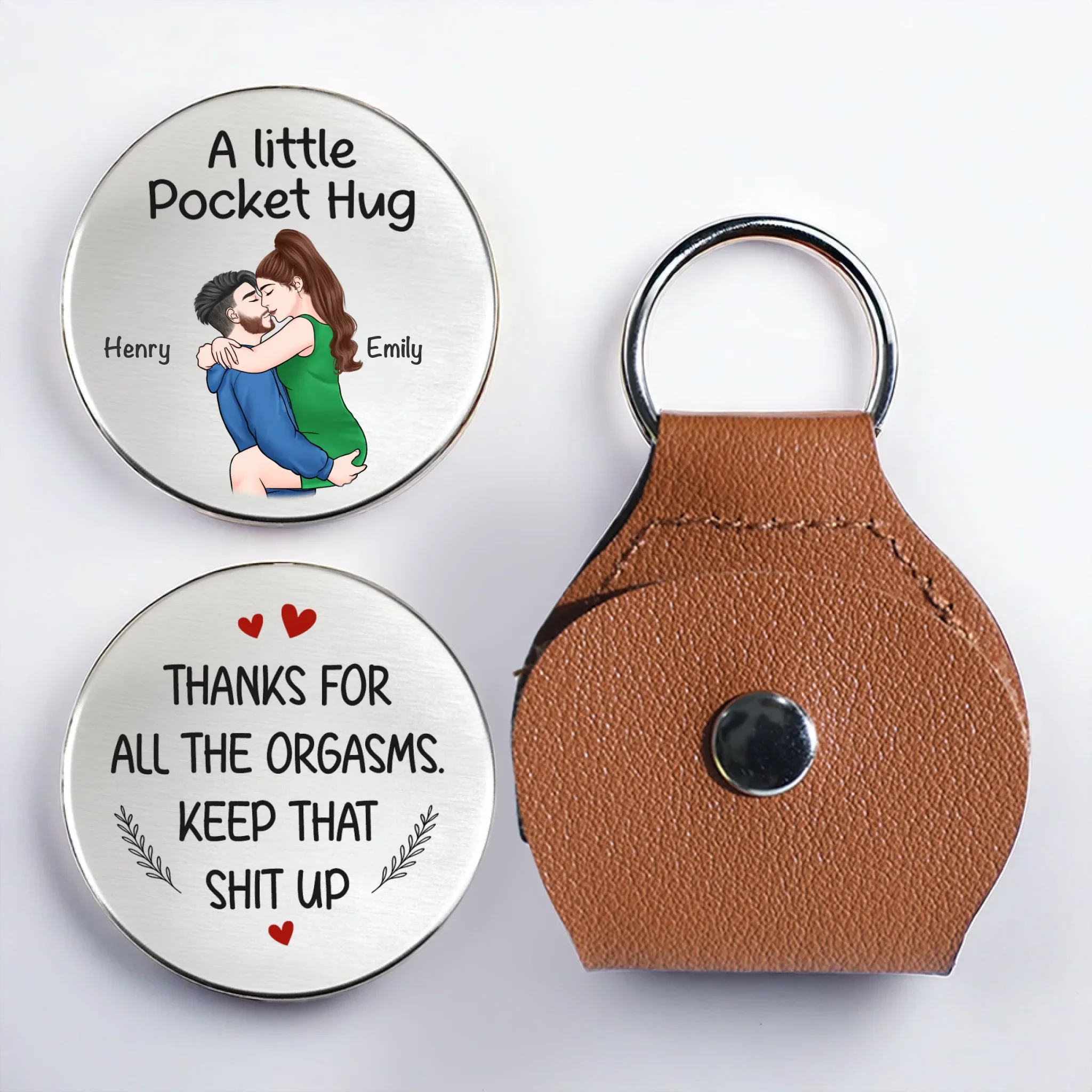 Custom Pocket Hug - Personalized Anniversary Wedding Gifts For Husband And Wife, Him And Her - Tiny Hug Endless Love - Robaser