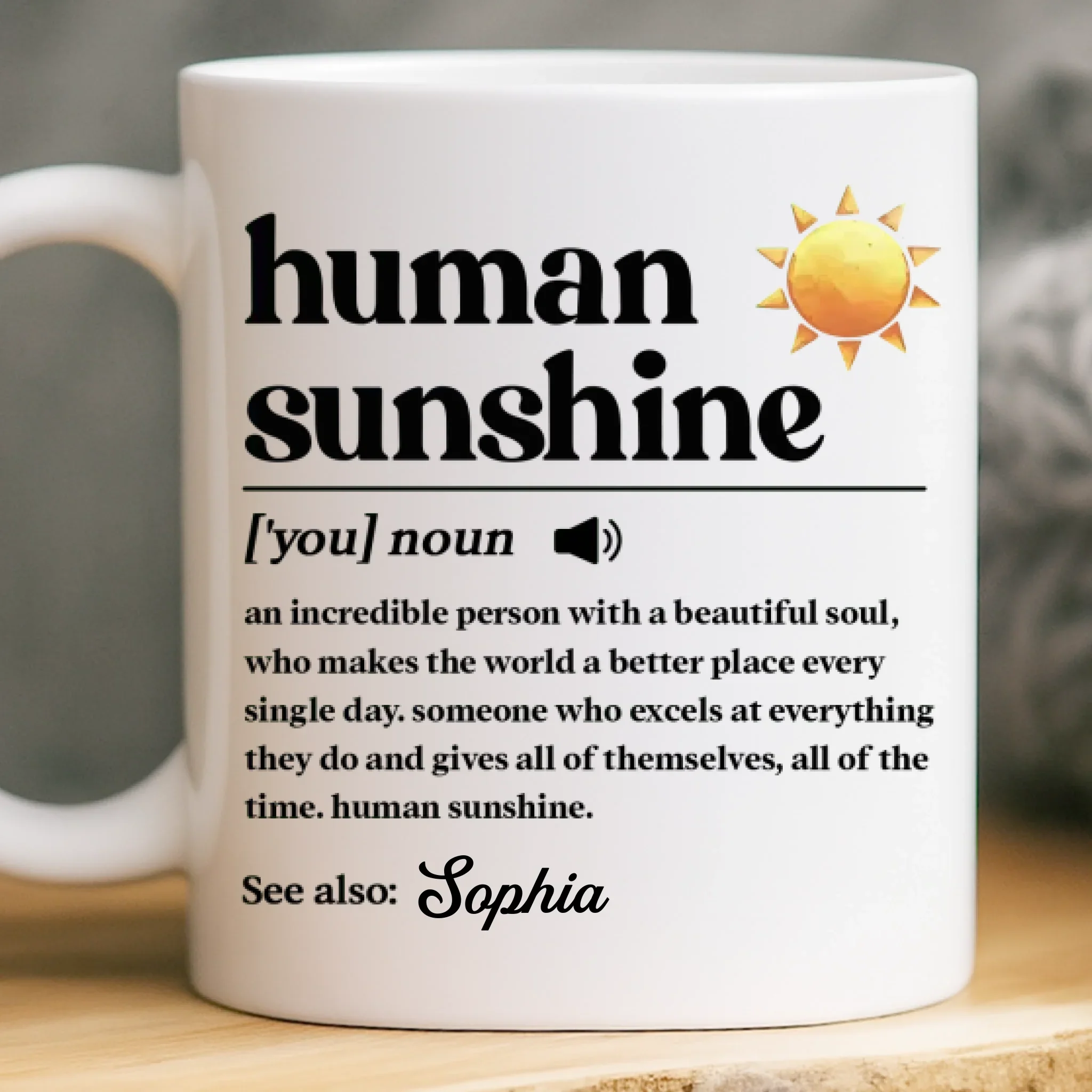 Custom Mug - Personalized Birthday Gifts For Coworker, Work Bestie - Human Sunshine - Robaser