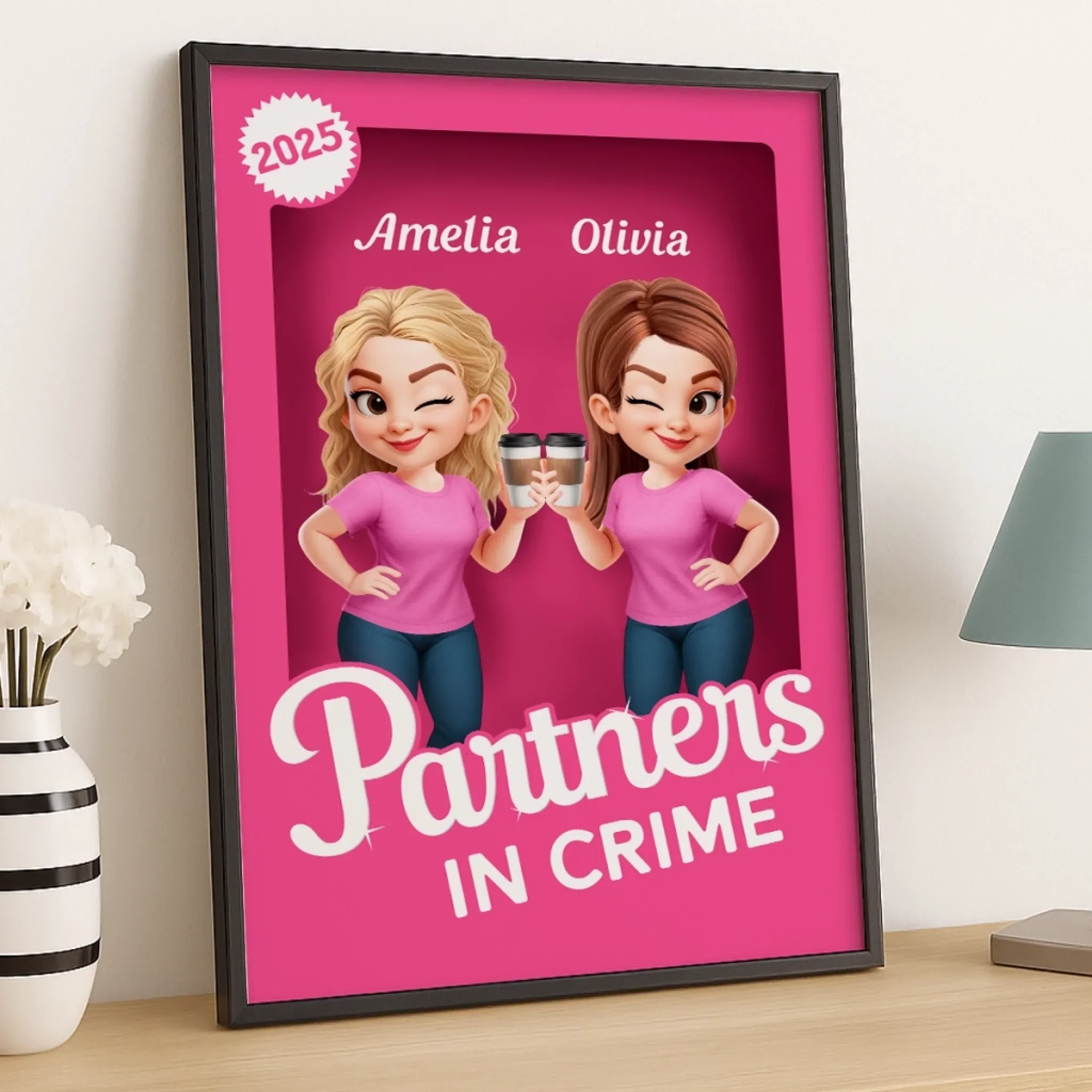 Custom Vertical Poster - Personalized Best Friend Birthday Gifts For Women, Besties, Sisters, BFF - Double Trouble Best Friends - Robaser