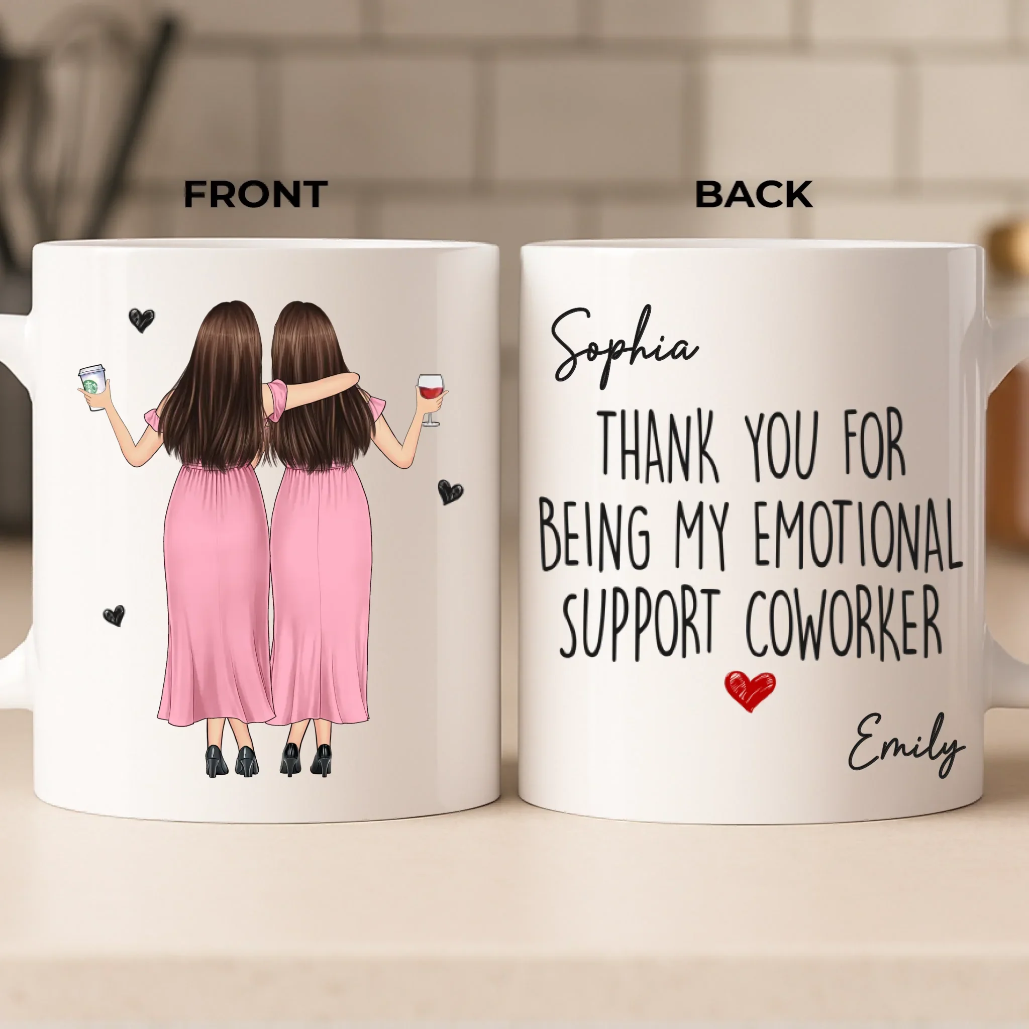 Custom Mug - Personalized Funny Gifts For Coworker, Work Bestie - Running On Caffeine And Gossip - Robaser