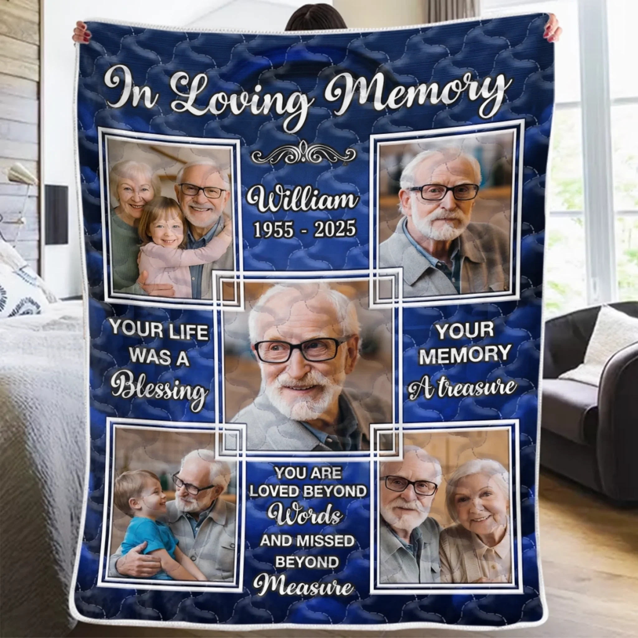 Custom Photo Blanket - Personalized Christmas Memorial Sympathy Gifts For Loss Of Mom, Dad - Love Holds Beyond The Years - Robaser
