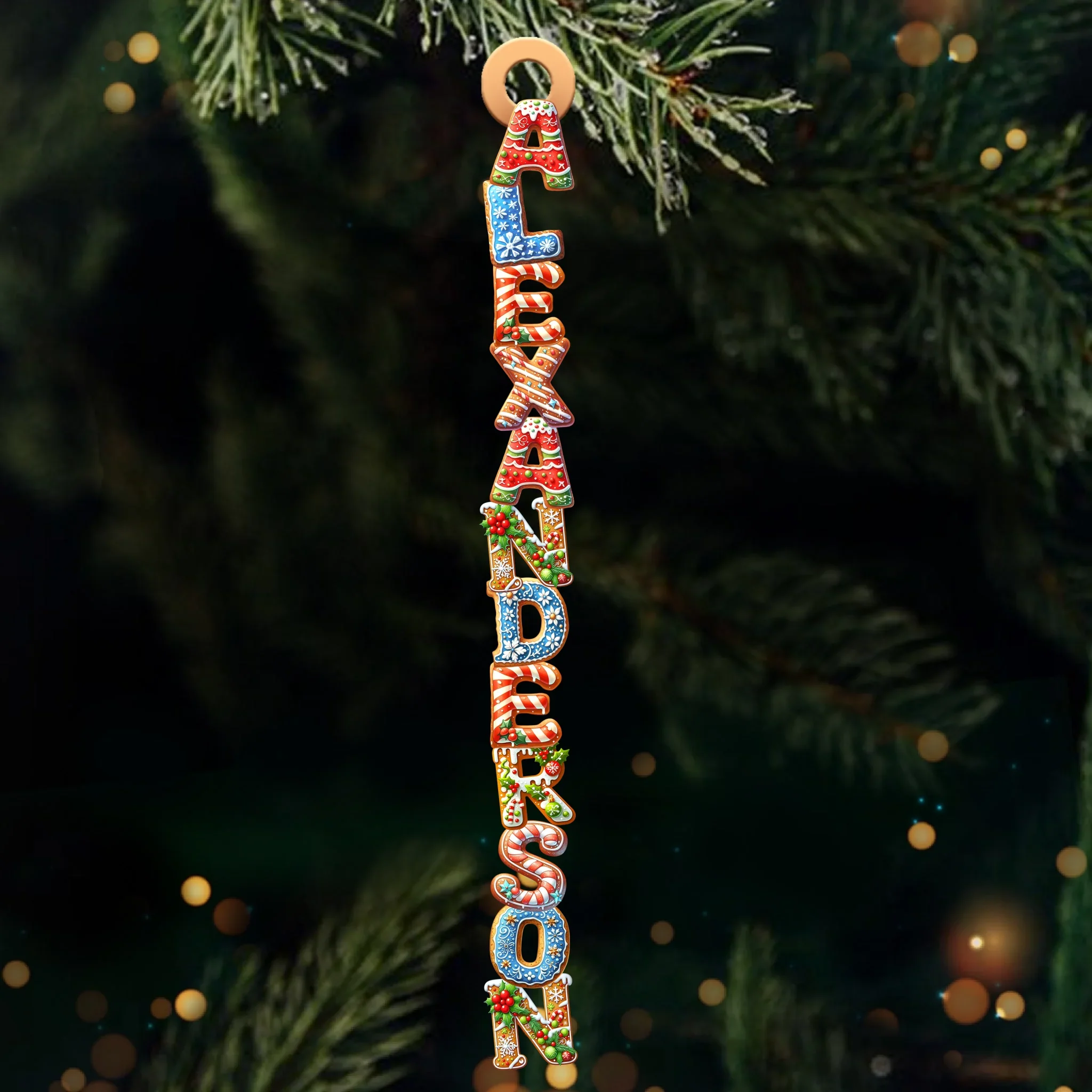 Custom Gingerbread Letter Wooden Ornament - Personalized Christmas Birthday Gifts For Mom, Dad, Brother, Sister, Kids - Baked With Love, Hung With Joy - Robaser