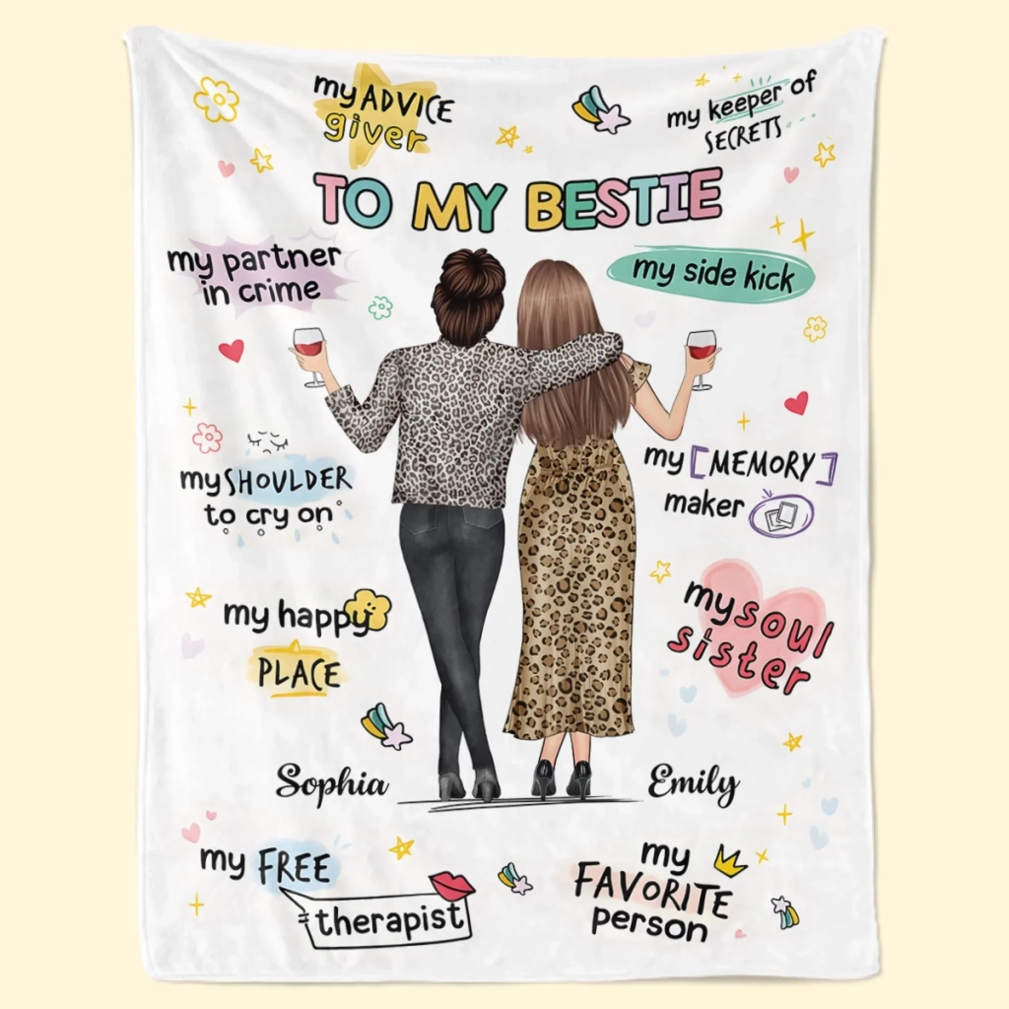 Custom Blanket - Personalized Best Friend Christmas Birthday Gifts For Women, Besties, Sisters, BFF - Besties Make Life More Fun - Robaser