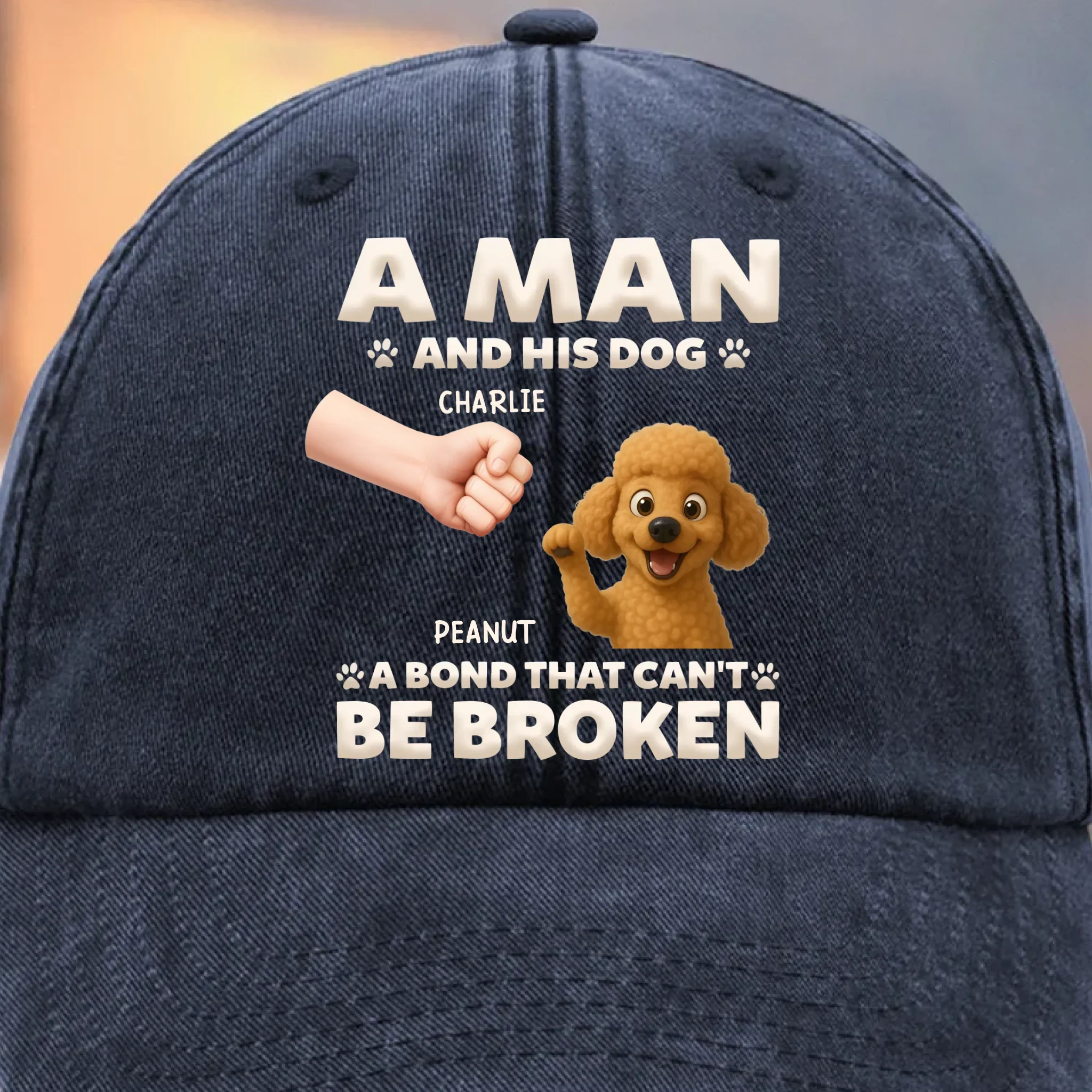 Custom Vintage Washed Denim Baseball Cap - Personalized Birthday Gifts For Dog Lovers, Dog Dad And Mom - Built For Dog Days - Robaser