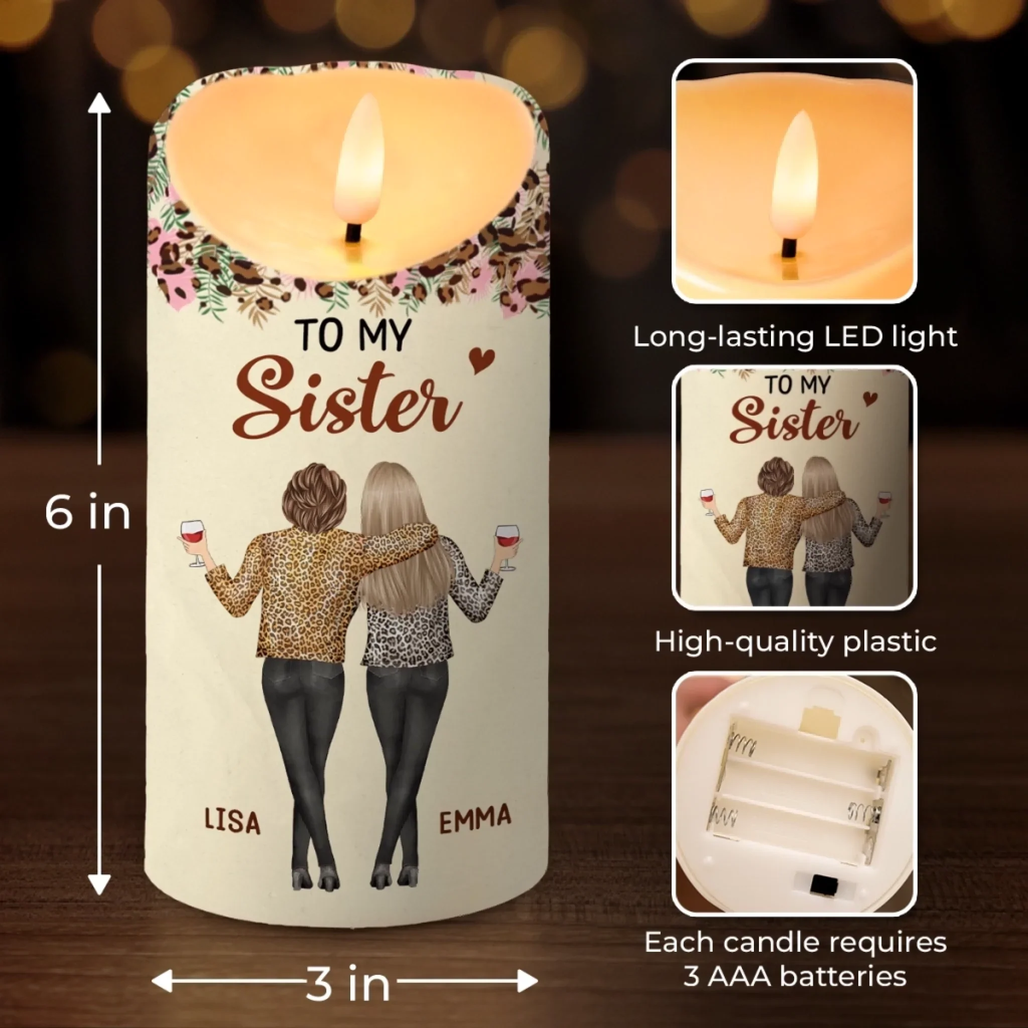 Custom LED Candle - Personalized Best Friend Birthday Gifts For Women, Besties, Sisters, BFF - Bestie Moments Last A Lifetime - Robaser