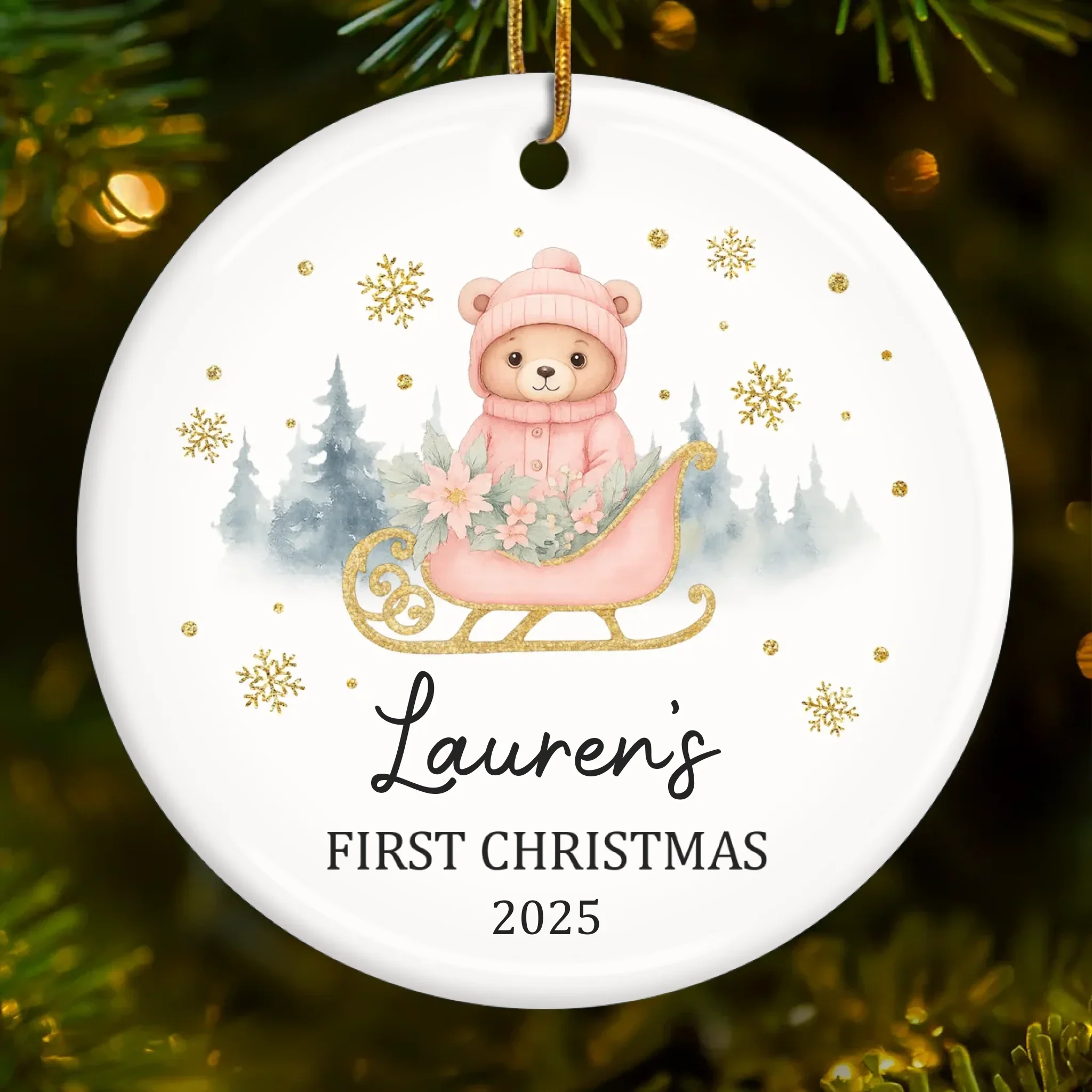 Custom Baby First Christmas Ceramic Ornament - Personalized Christmas Baby Shower, Gender Reveal Gifts For New Moms, New Dads, New Parents - Little Blessing - Robaser