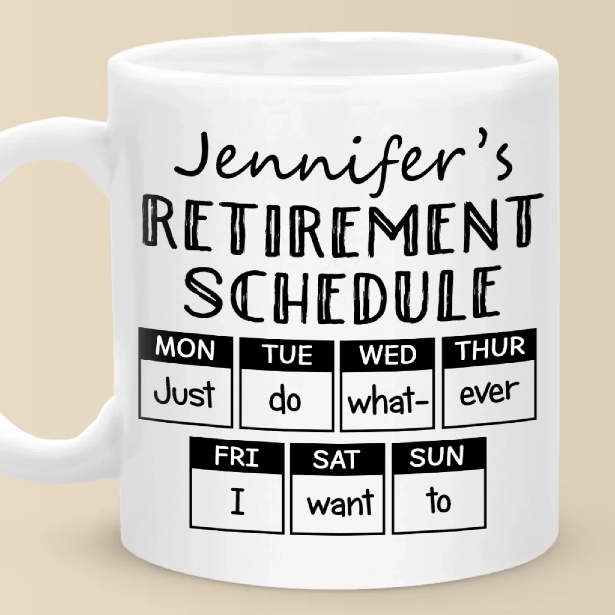 Retirement Schedule - Coworker Personalized Custom Mug - Appreciation, Retirement Gift For Coworkers, Work Friends, Colleagues - Robaser