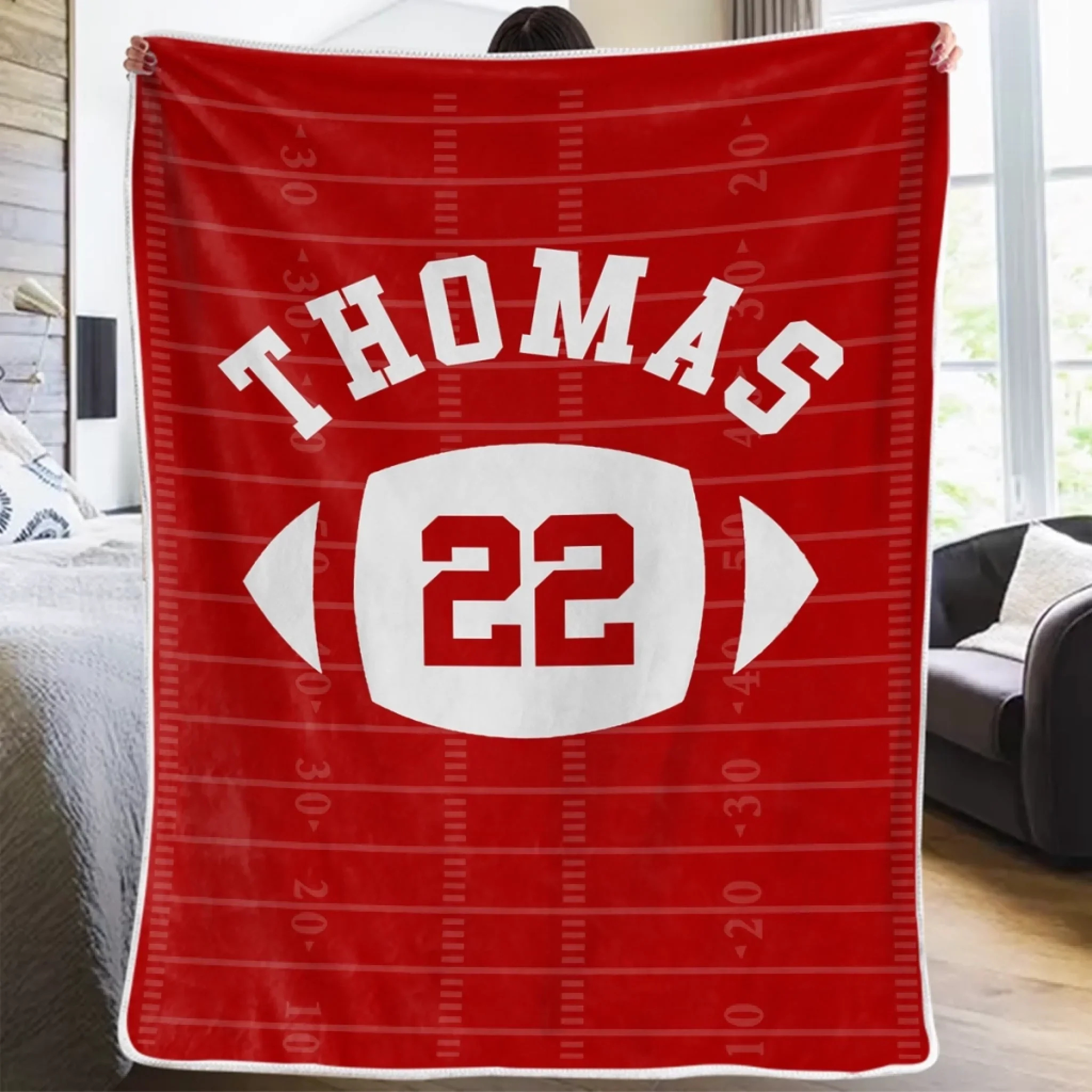 Custom American Football Blanket - Personalized Gift For Birthday, Football Football Lovers, NFL Fans, Sport Lovers, Senior Graduation Gift - Chasing Victory Under The Lights - Robaser