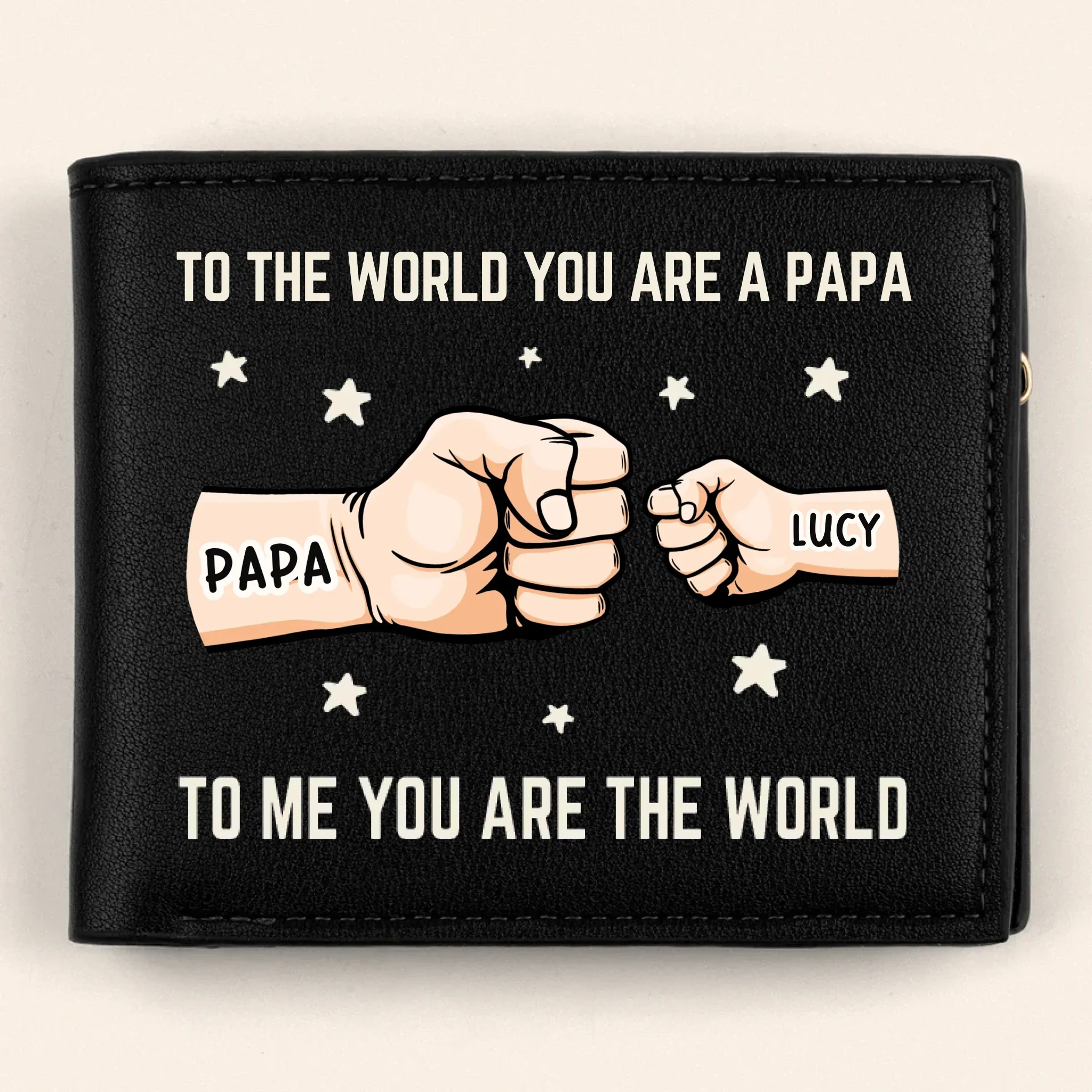 You  re My World, My Heart - Family Personalized Custom Double-Sided Printed Leather Wallet - Father's Day, Gift For Dad, Grandpa - Robaser