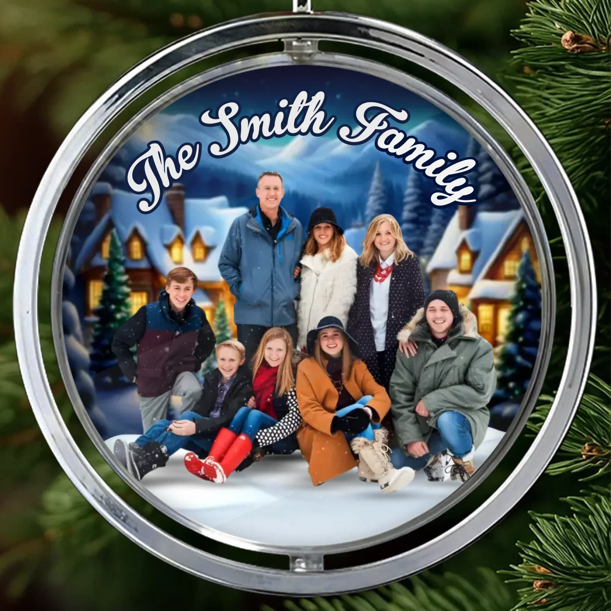 Custom Photo Acrylic Rotating Ornament - Personalized Christmas Birthday Gifts For Mom, Dad, Brother, Sister, Kids - Hearts Together This Christmas Season - Robaser