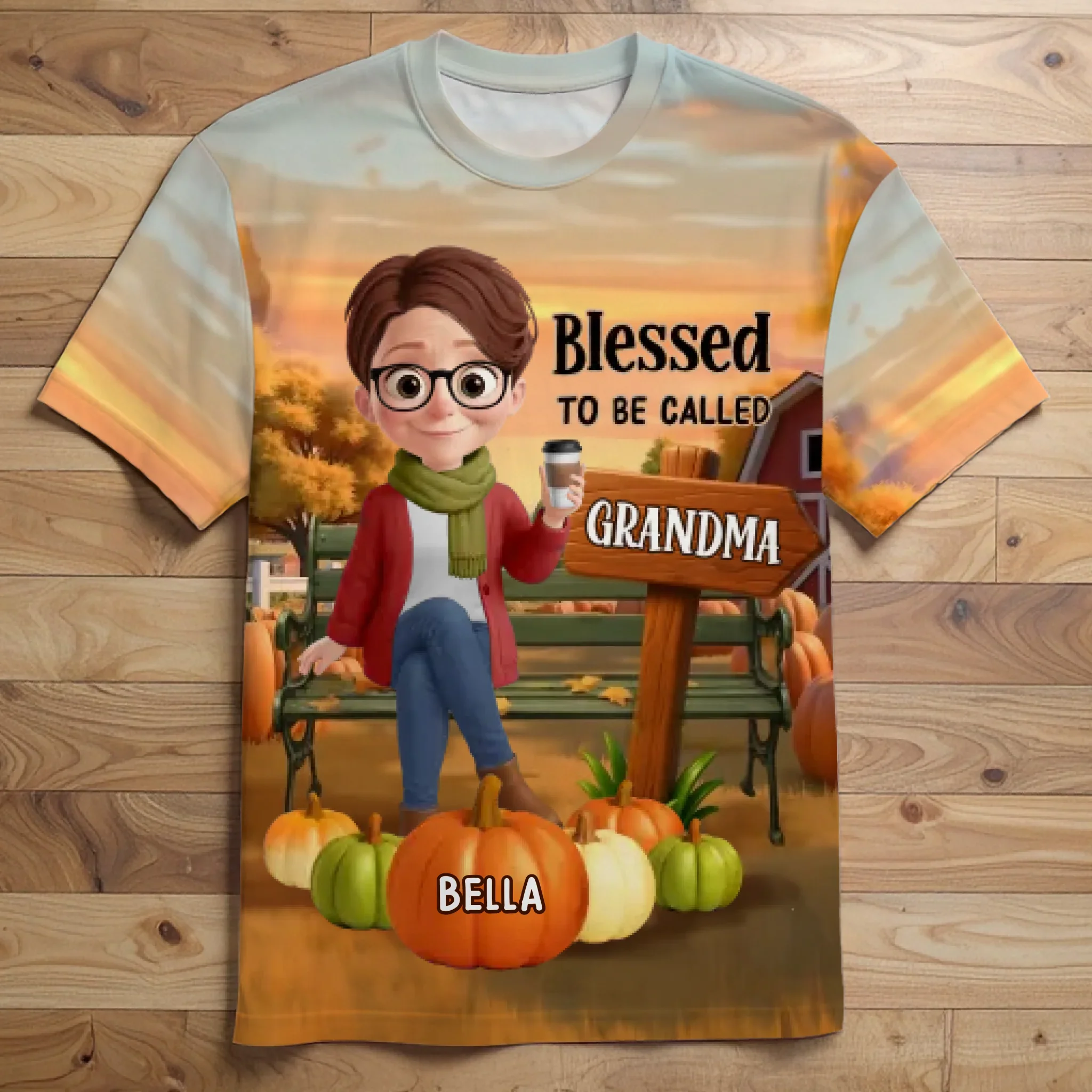 Custom Fall Autumn Unisex T-shirt - Personalized Birthday Gifts For Mom, Grandma - Generations Shine With Shared Love - Robaser
